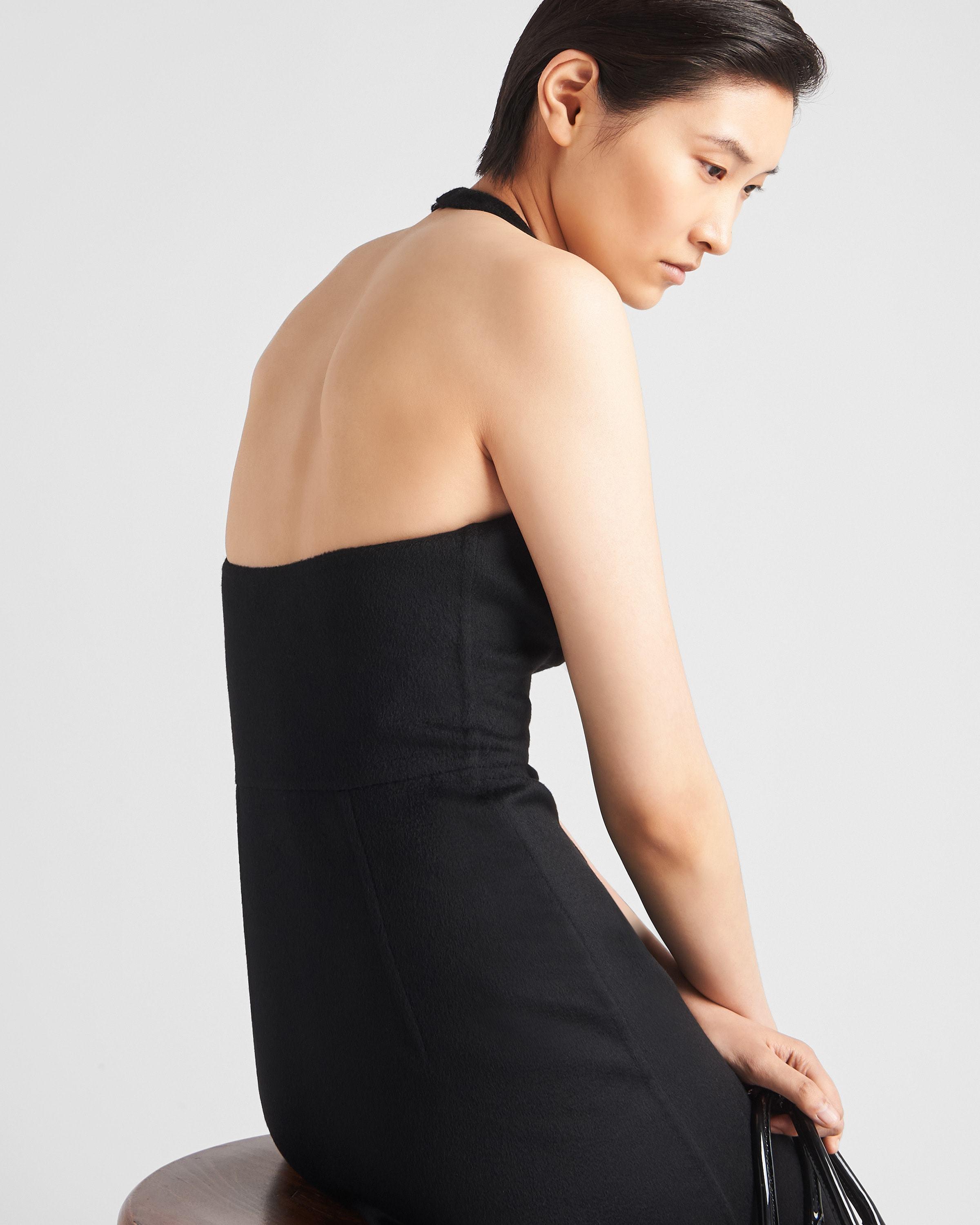 Prada Double Cashmere Halter Midi-Dress in Black | Lyst