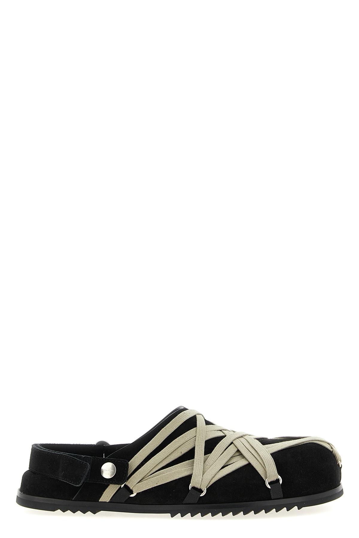 サンダル RICK OWENS  Megalace leather slingback clogs Megalace leather slingback clogs in black - Rick Owens