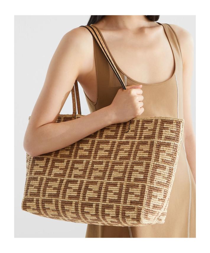 【FENDI】FF ラフィア クロシェ ショッパー FENDI Raffia Plexiglass Crochet Mini Sunshine Shopper Tote