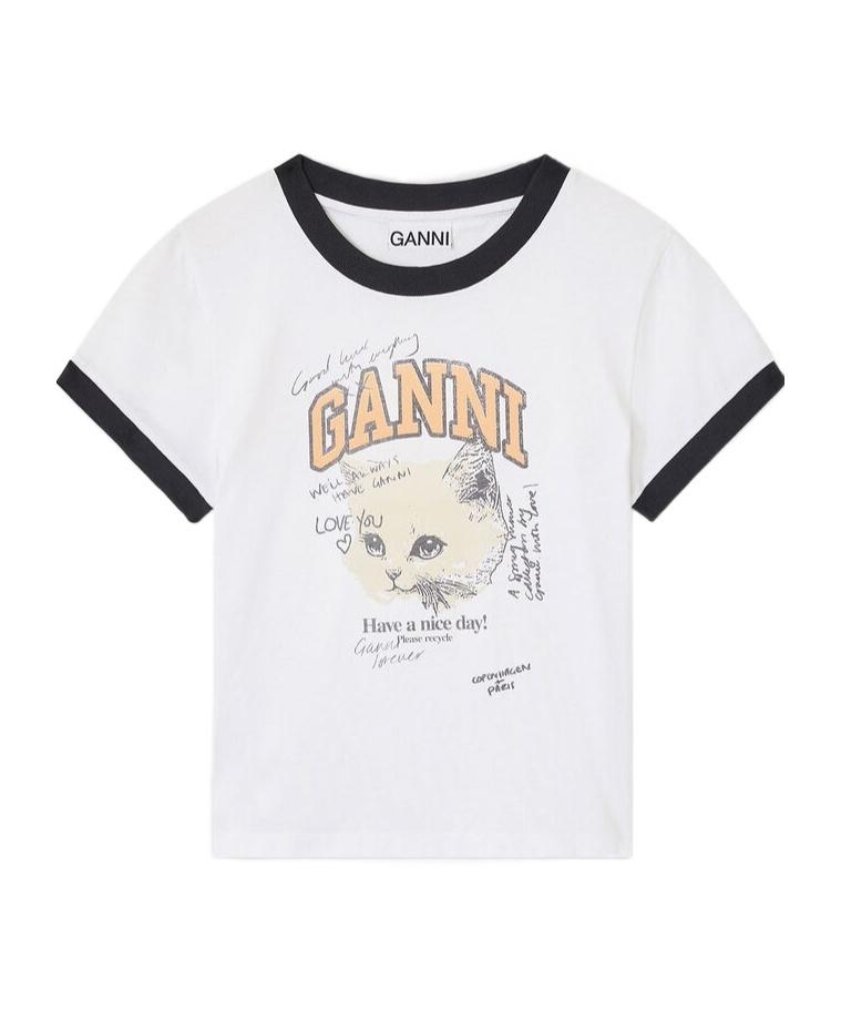 【関税＆送料込み】Ganni Leopard Wool T-Shirt Leopard Leopard Wool Mix T-shirt | GANNI KR 가니
