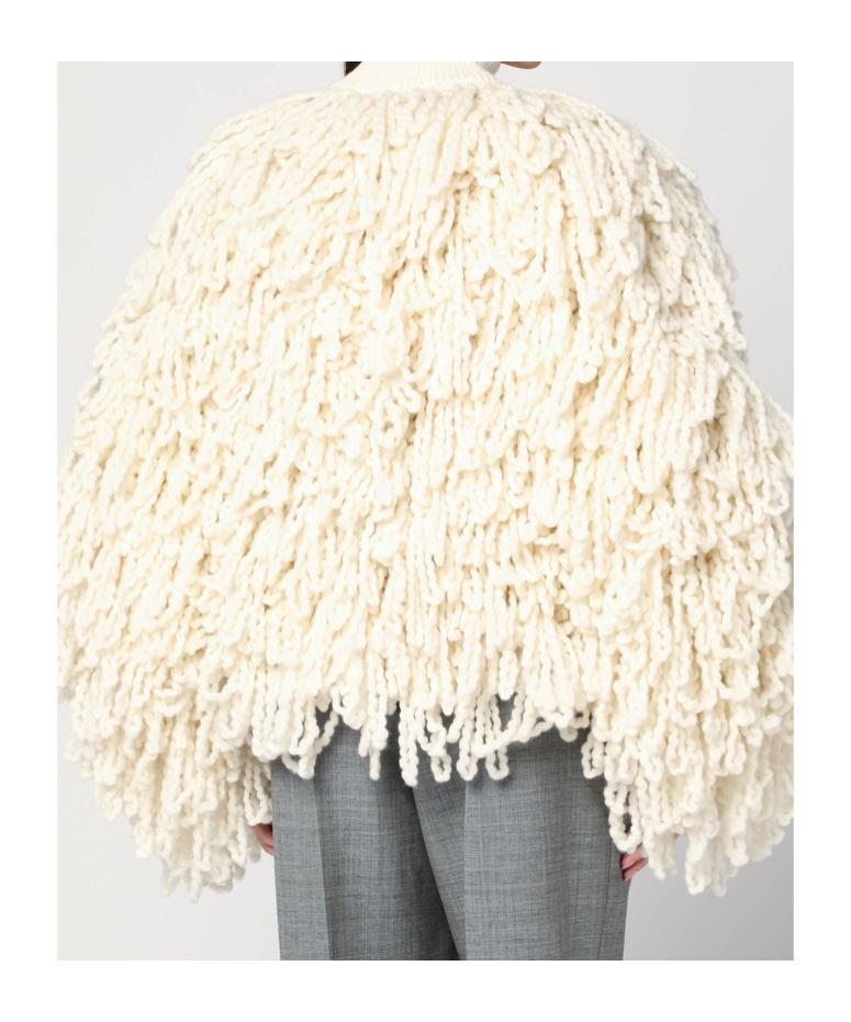 ジャケット STELLA MCCARTNEY WHITE WOOL BOMBER JACKET WITH FRINGES Stella McCartney White wool bomber jacket with fringes