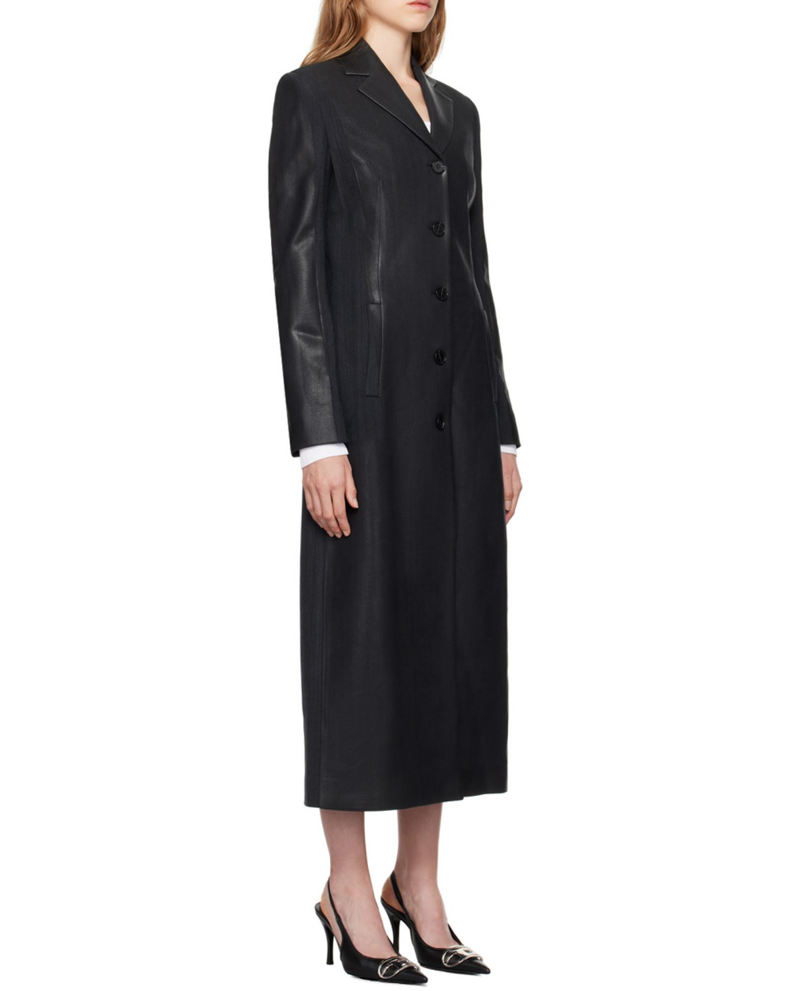 Women's Long coat in cool wool and tech fabric | Black | Diesel