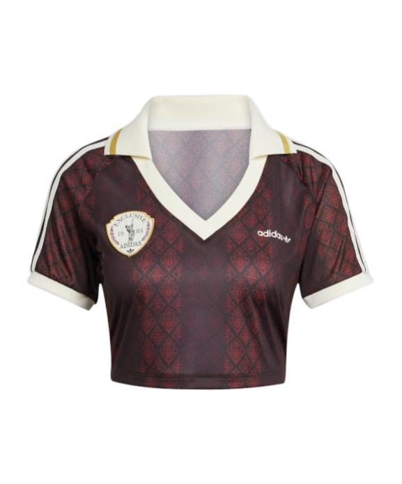 ★adidas★ Retro Sports Cricket Inspired Crop Jersey Brown adidas Originals Retro Sports Cricket-Inspired Cropped