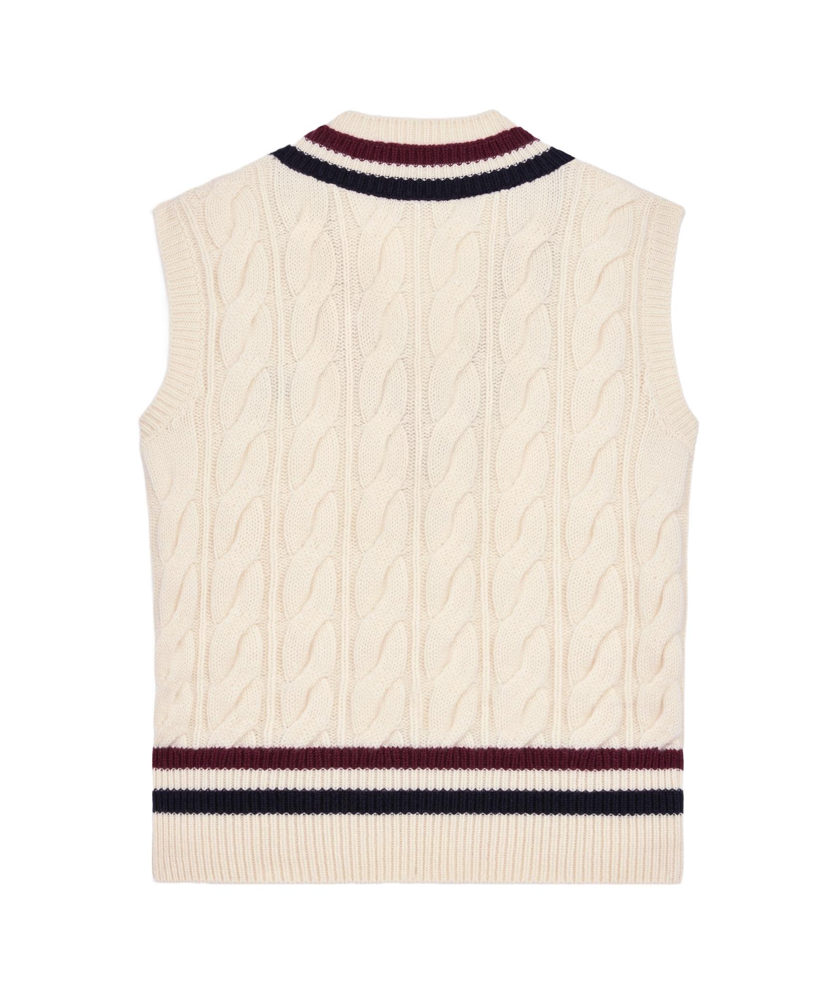 Celine Triomphe V-Neck Cable-Knit in Natural for Men | Lyst
