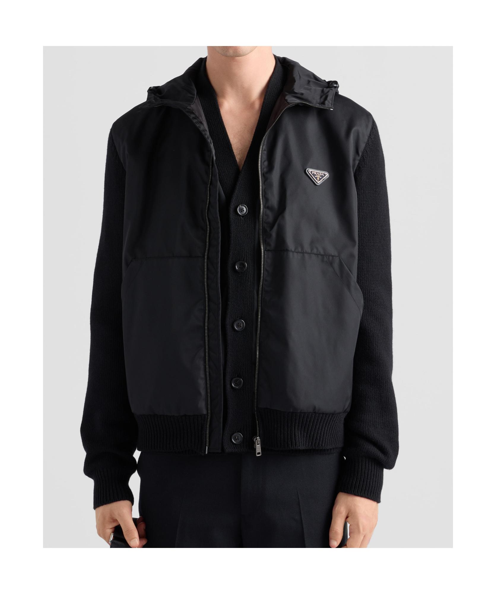 Prada Triangle Logo Zipped Hooded Jacket in Black for Men | Lyst