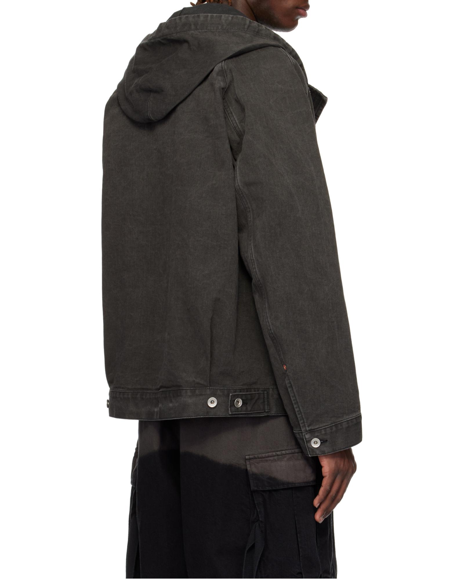Sacai Zipped Denim Hoodie in Black for Men | Lyst