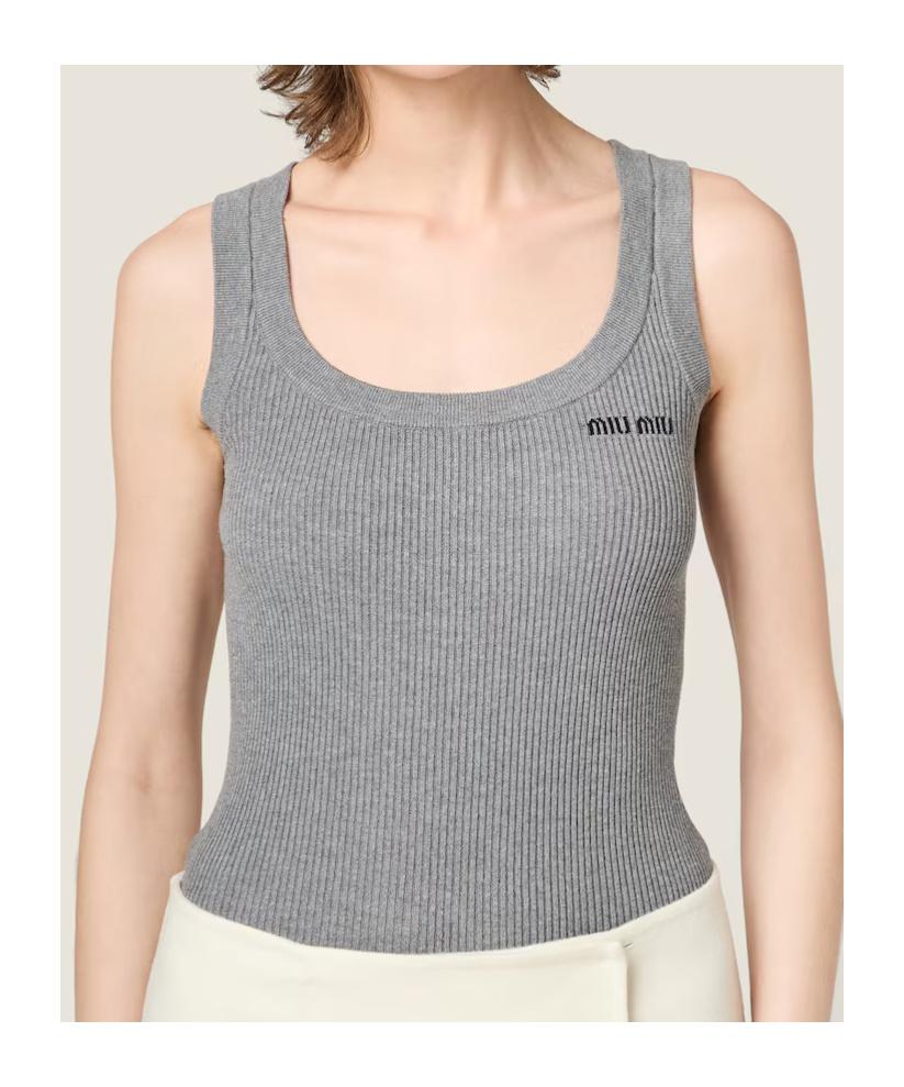 【値下げ中】miu miu タンクトップ グレー Miu Miu Sleeveless and tank tops for Women | Online Sale up
