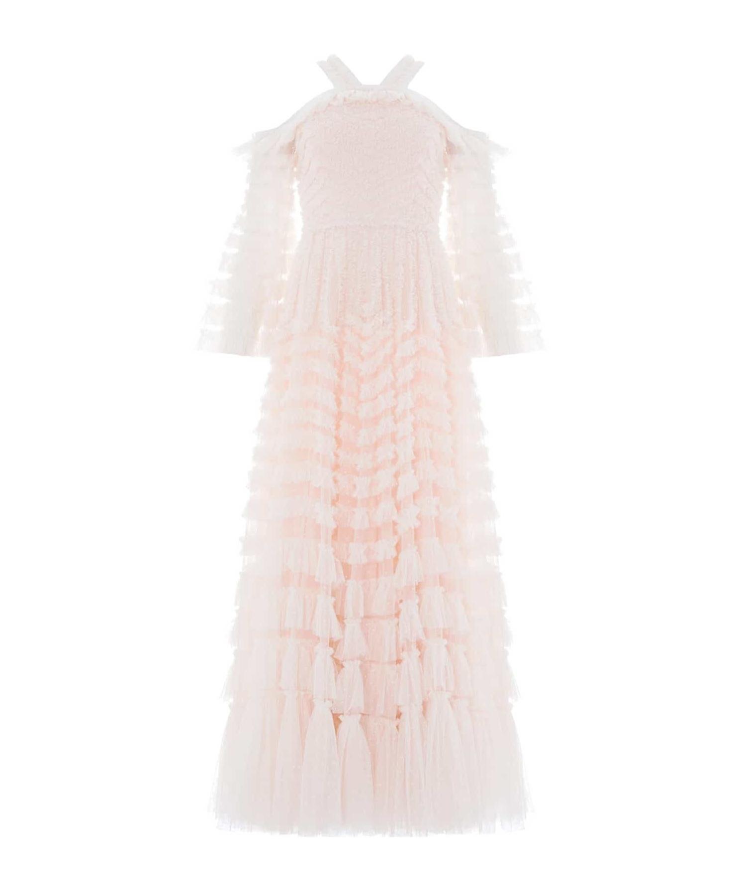 ワンピース NEEDLE & THREAD Tulle long dress with all-over sequins Rosa Sequin Paradise Long Sleeve Gown – Beige | Needle & Thread