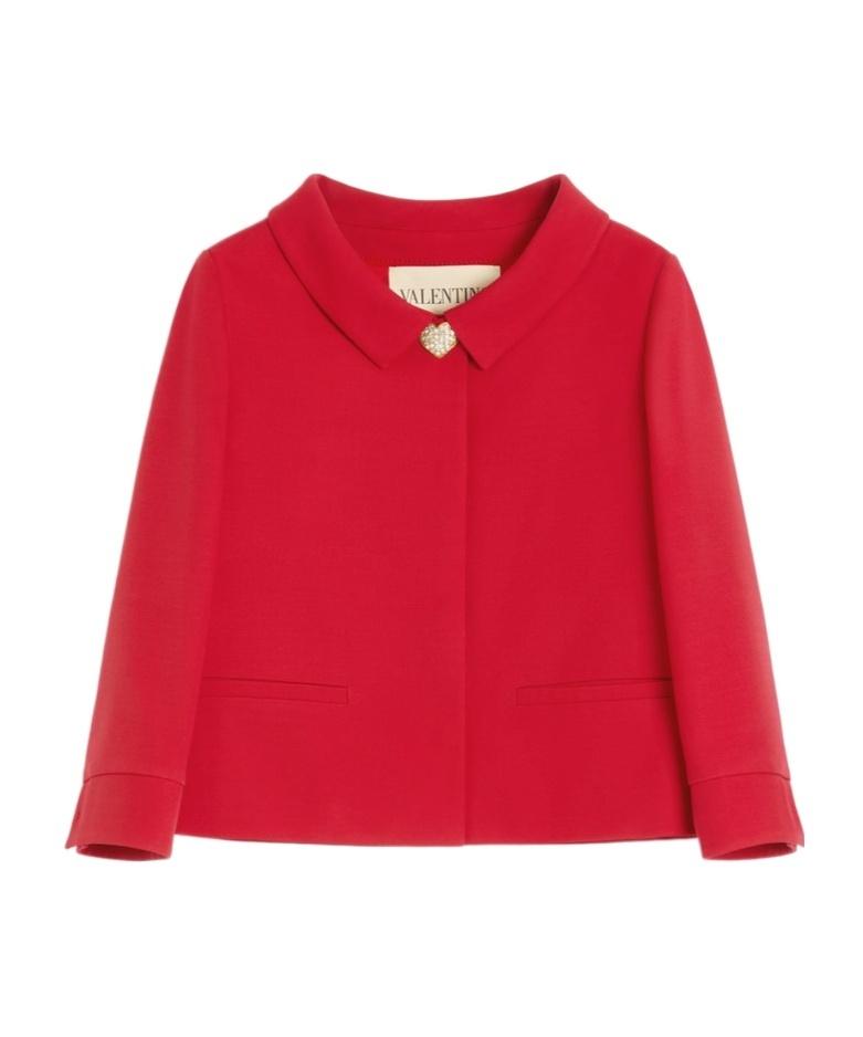 Valentino Crepe Coutre Cropped Jacket in Red | Lyst