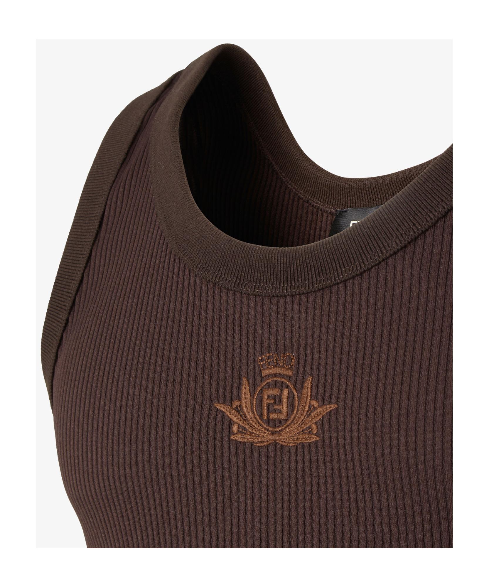 Fendi Logo Embroidered Ribbed Tank Top in Brown for Men | Lyst