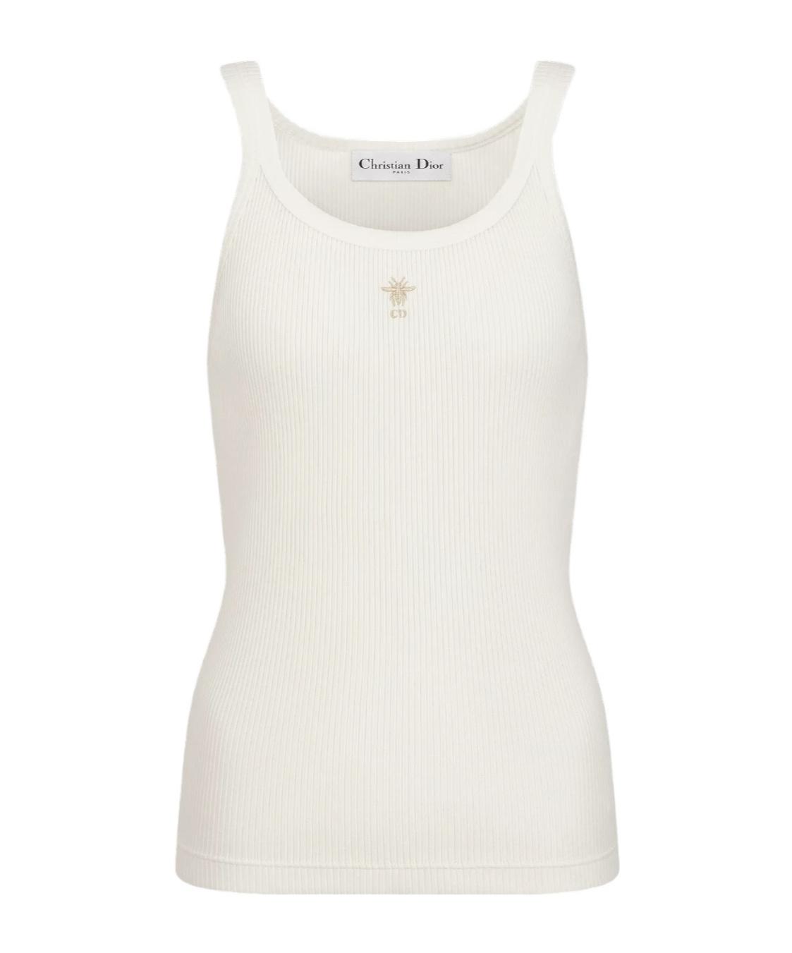 ✨ドリスピ✨Christian Diorタンクトップ Tank Top White Ribbed Cotton Jersey | DIOR