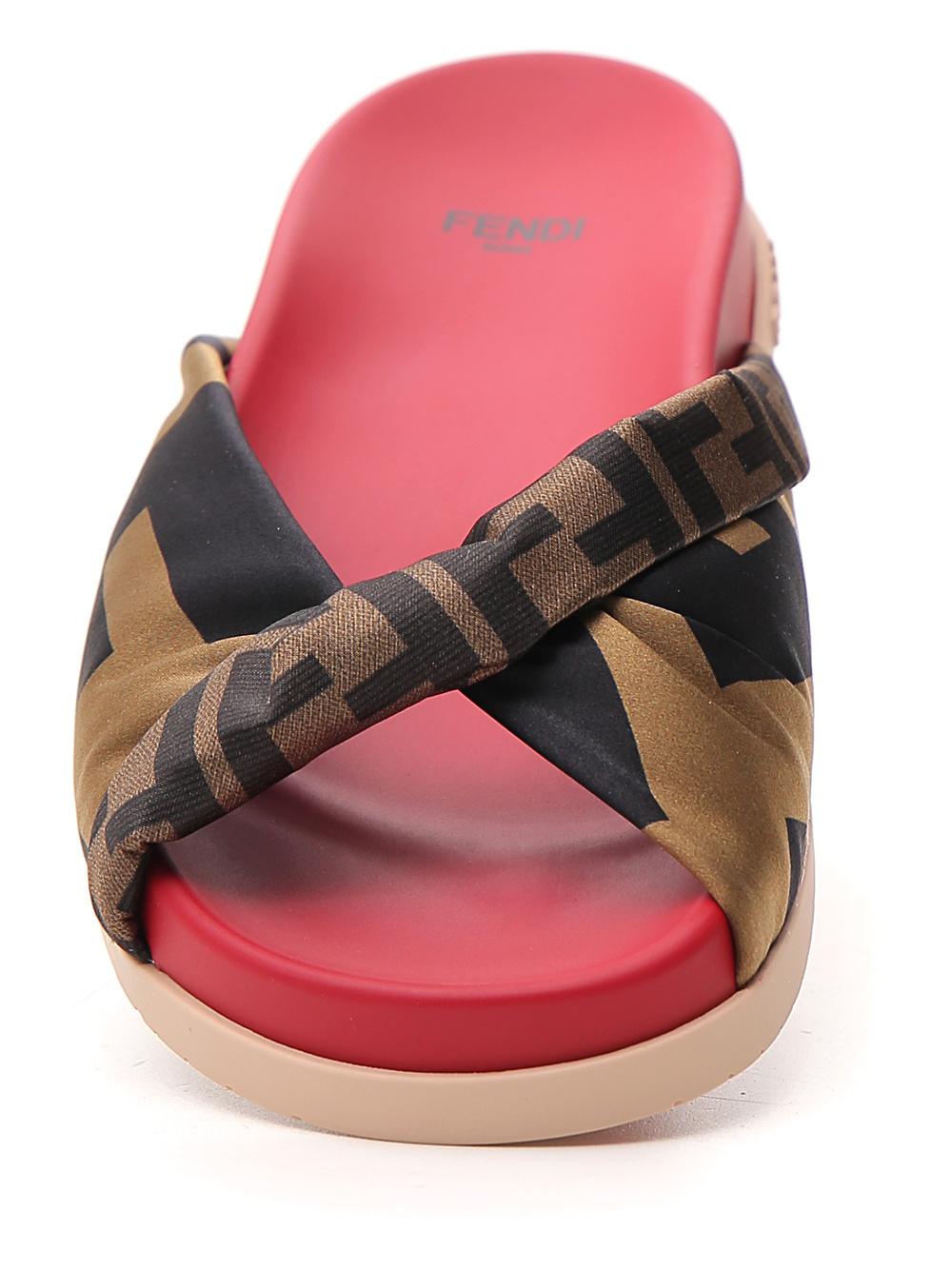 Fendi Silk Cross Slippers in Red Lyst