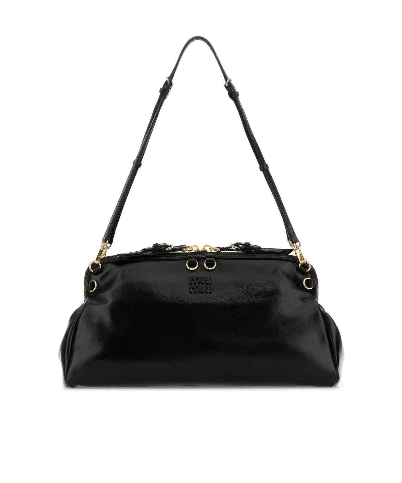 Miu Miu Leather Shoulder Bag in Black | Lyst