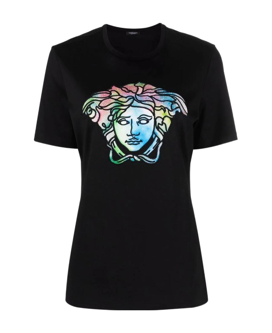 Versace★素敵！Medusa Head Crystal-embellished T-Shirt Medusa Crystal T-Shirt Black | VERSACE US