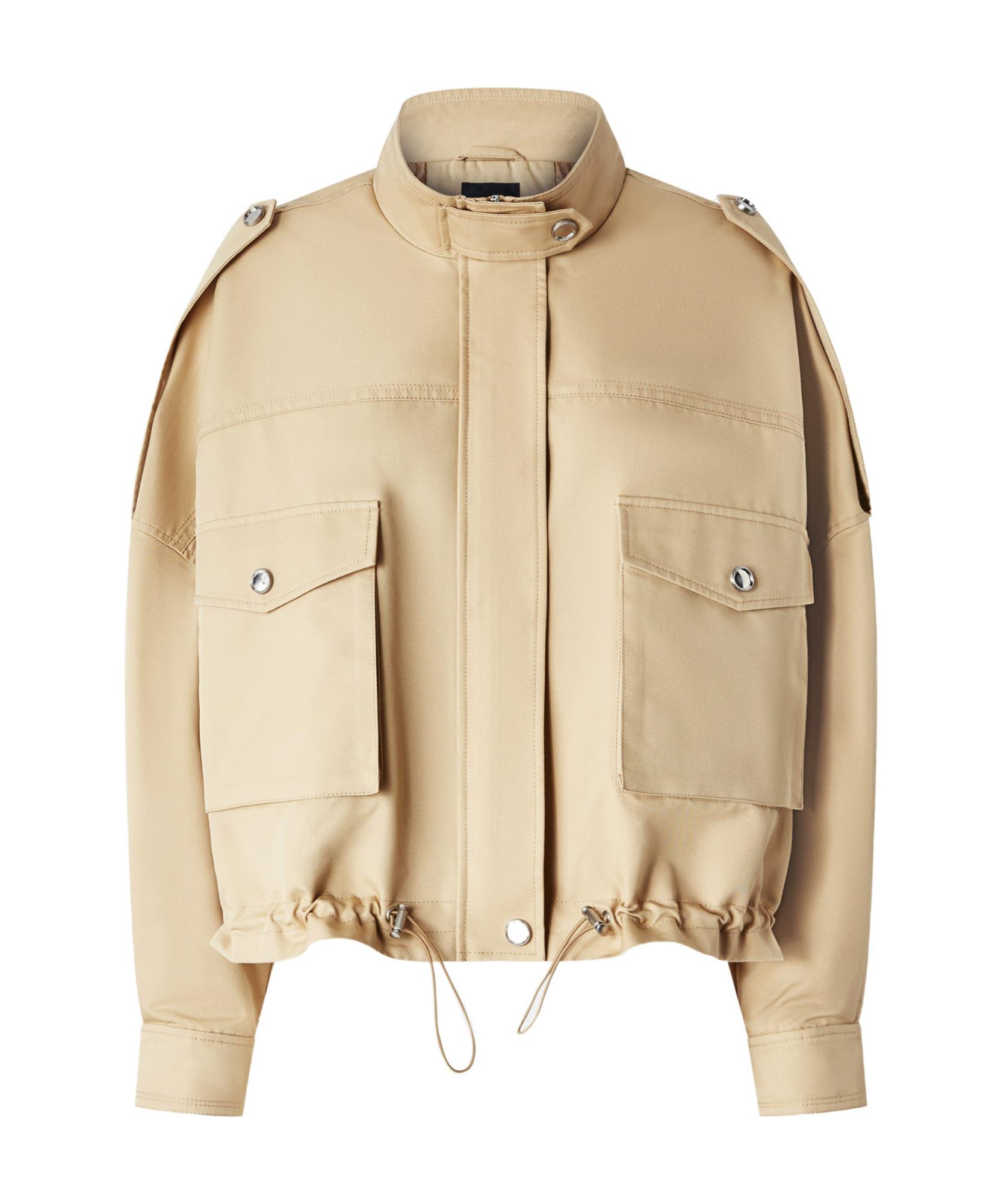 Pinko Mock-Neck Drawstring Jacket in Natural | Lyst