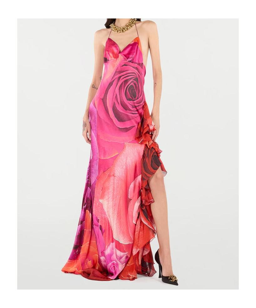 ワンピース ROBERTO CAVALLI GARDEN ROSE PRINT SILK LONG DRESS Roberto Cavalli Garden Rose-print Maxi Dress | italist