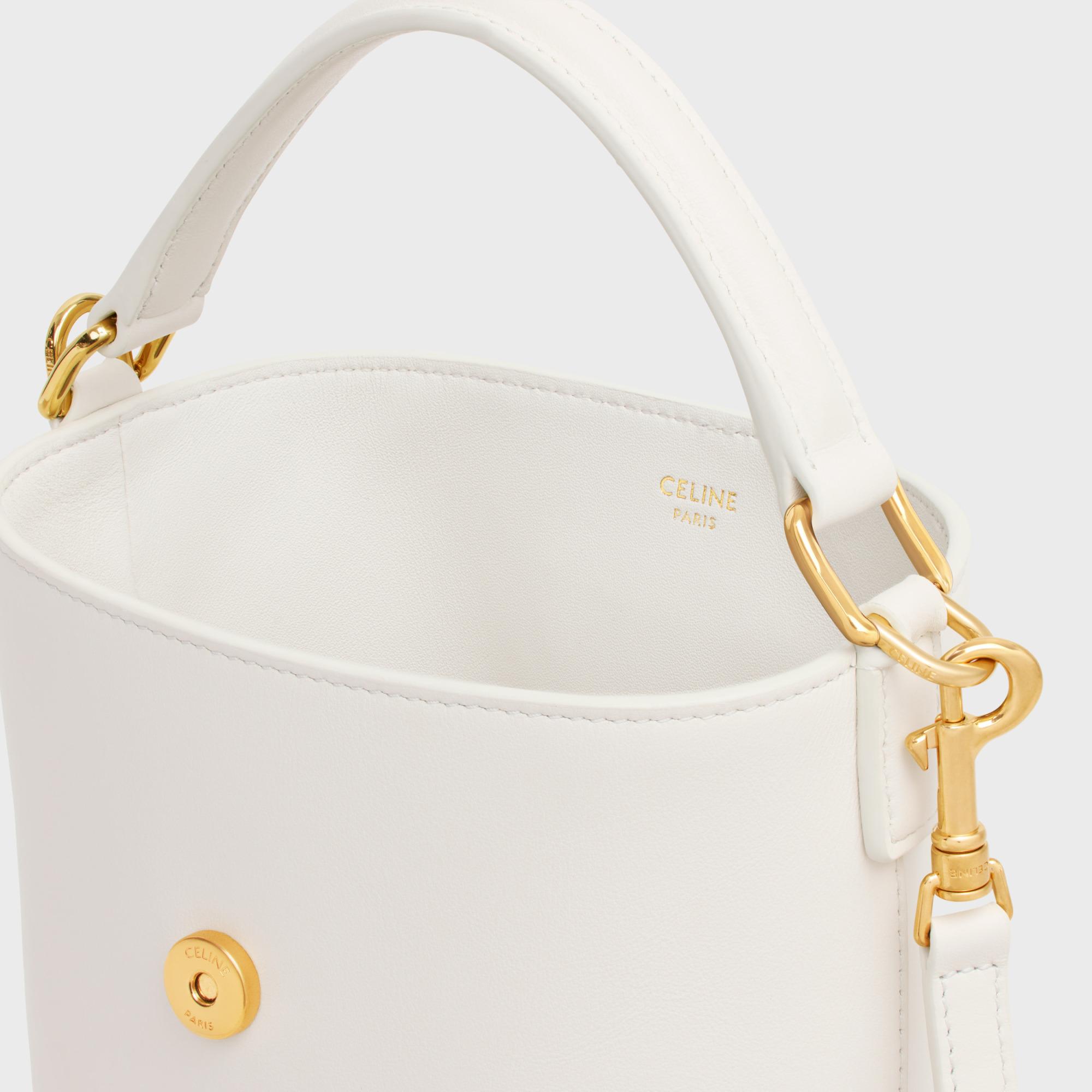 Celine Mini Bucket Louise in White | Lyst
