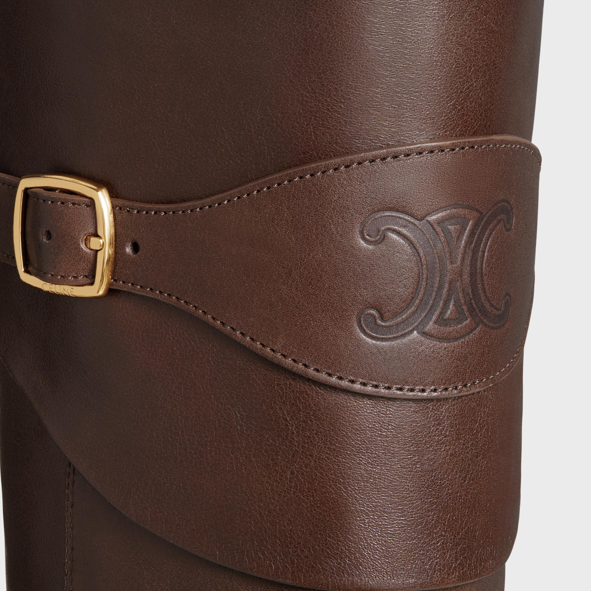 Celine Riding Boot With Triomphe Wiltern in Brown | Lyst