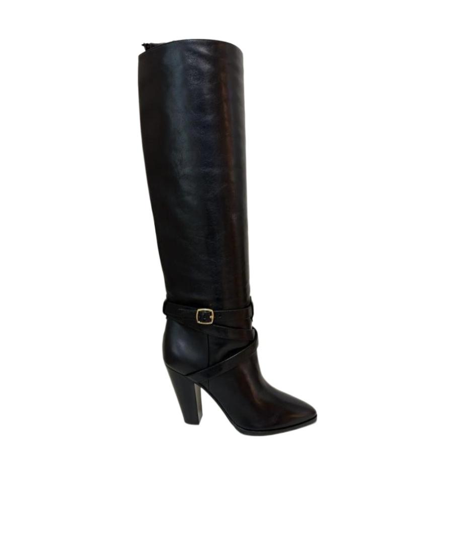 CELINE 25S HIGH HEELED LACE UP BOOTS 50MM IN DARK ORANGE SUEDE