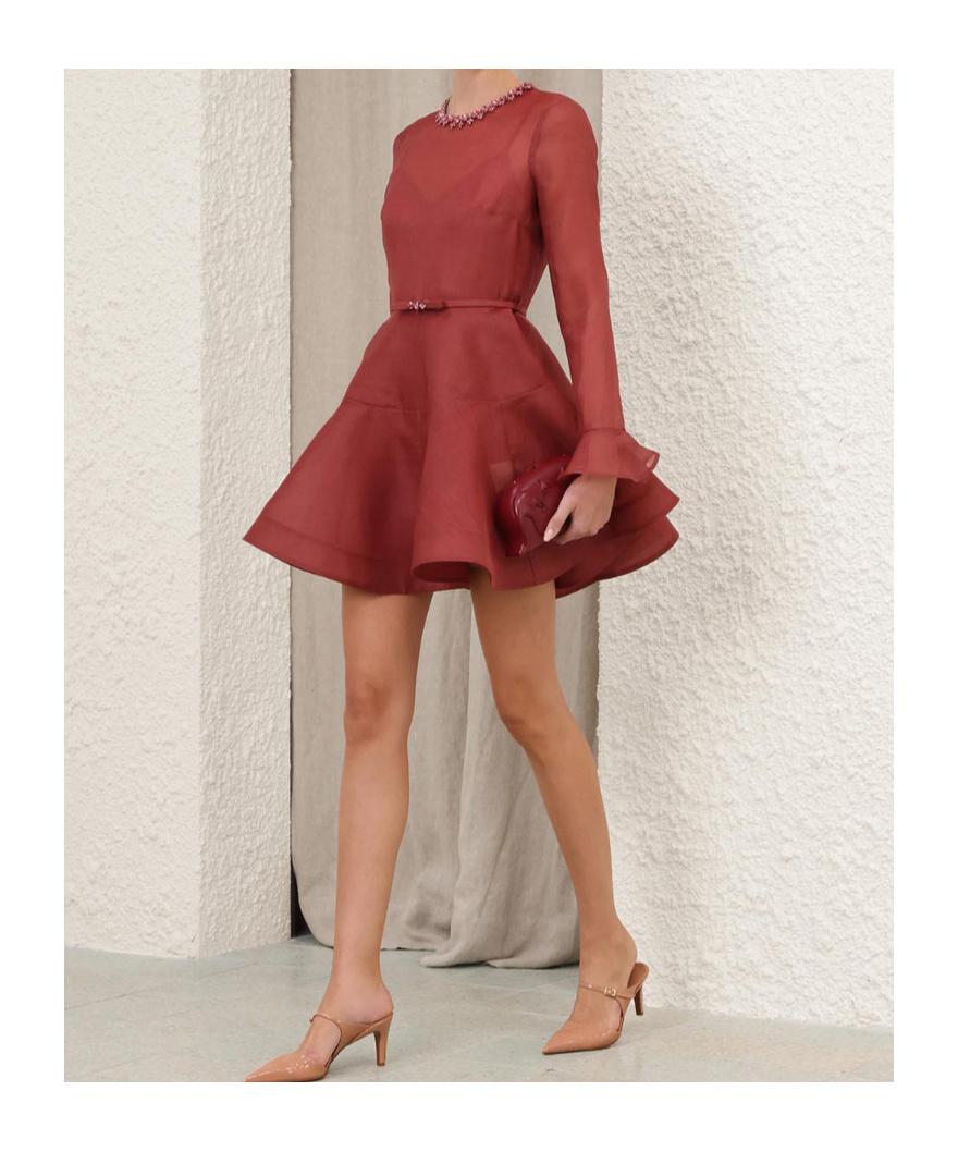 strapless open back dress Shop Red Solid Midi Peplum Dress for Parties & Evenings main image 0