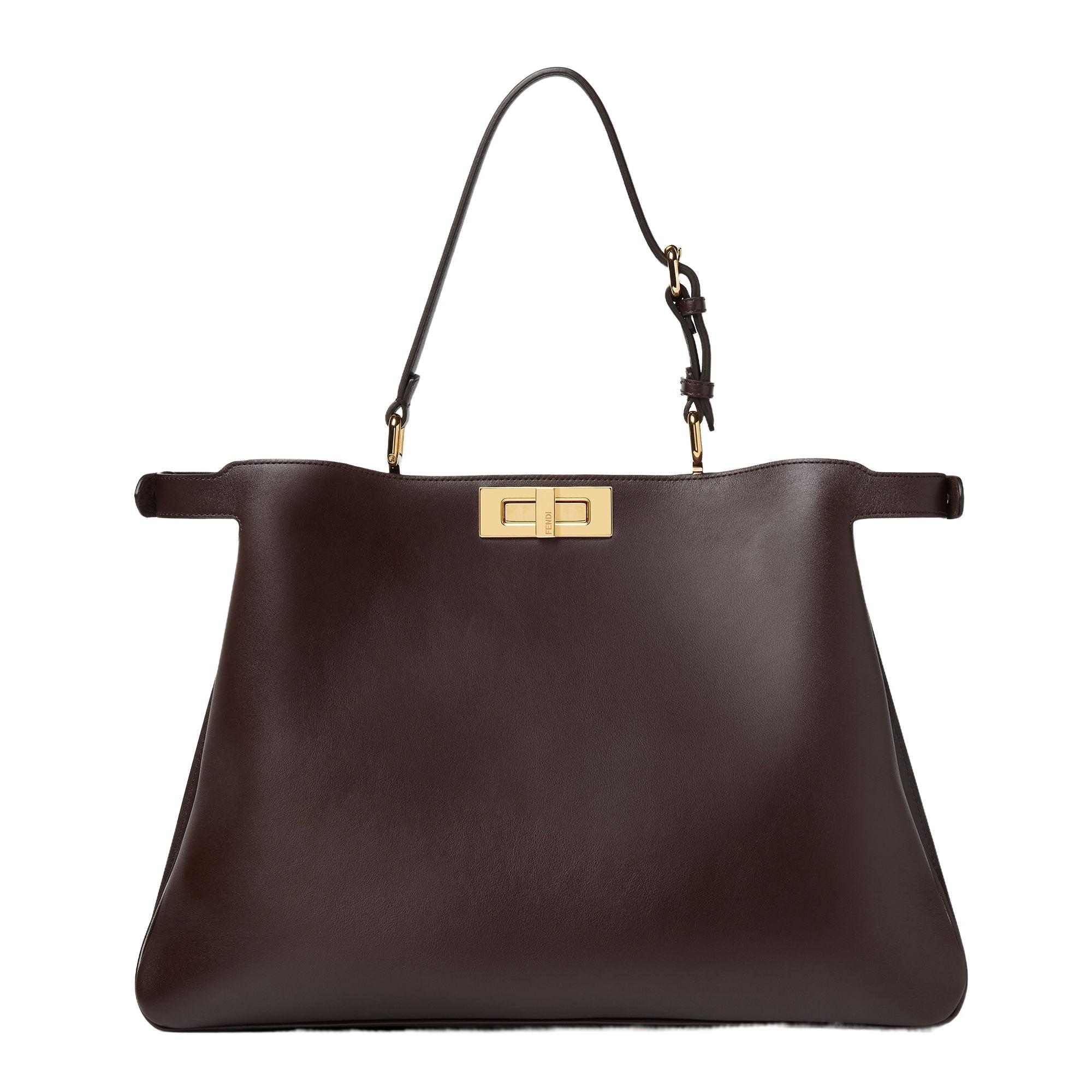 ハンドバッグ FENDI TOP HANDLE BAGS NERO Fendi Black/Brown FF Embossed Leather Kan U Top Handle Bag