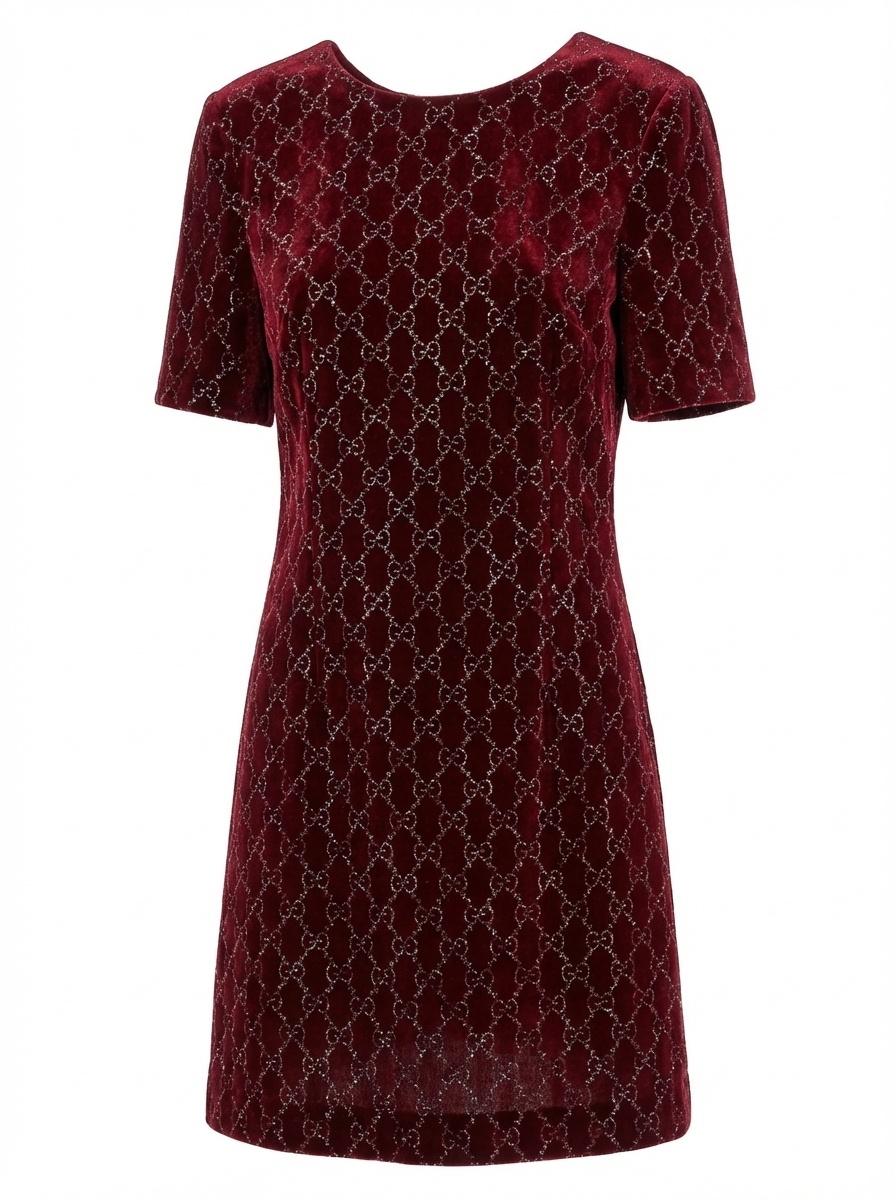 fitted lace wedding dress GUCCI VAULT Dress Velvet Bordeaux – REAWAKE main image 0