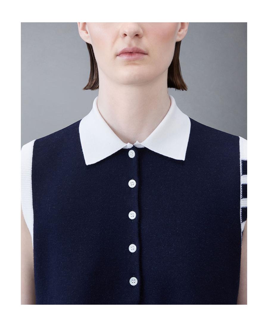 ■THOM BROWNE■ 4 Bar Stripe Short Sleeve Dress Navy FKD152A Thom Browne Signature 4-Bar Stripe Dress in Blue | Lyst