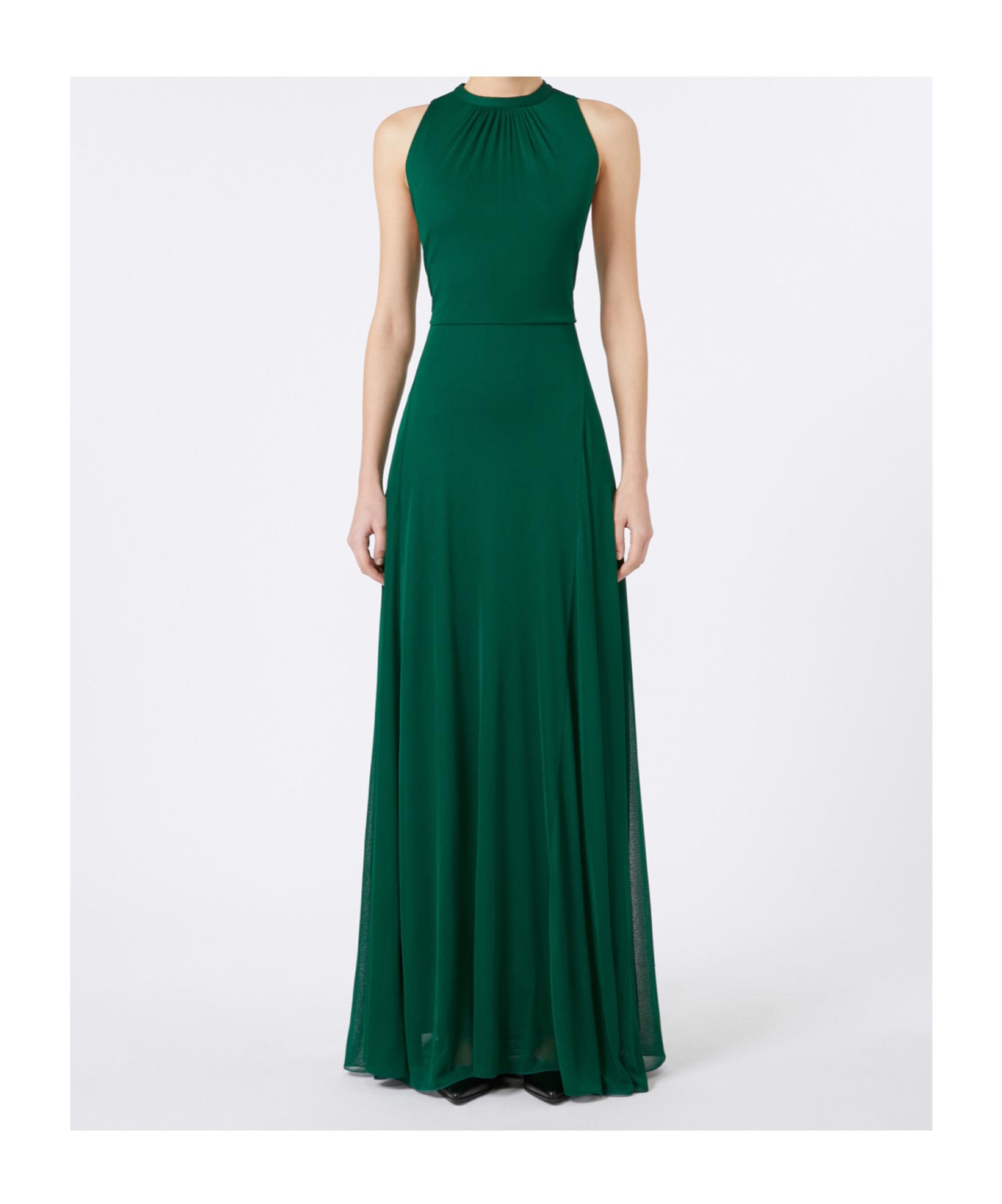 Max Mara Long, Mesh-Jersey Dress in Green | Lyst