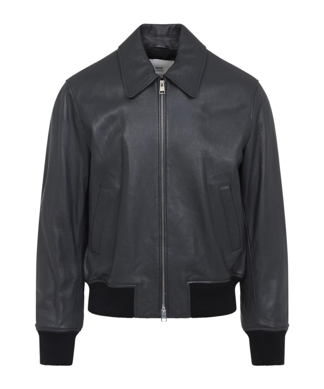 関税送料込Ami Paris Leather Jacket AMI PARIS Shearling Zipped Jacket AMI
