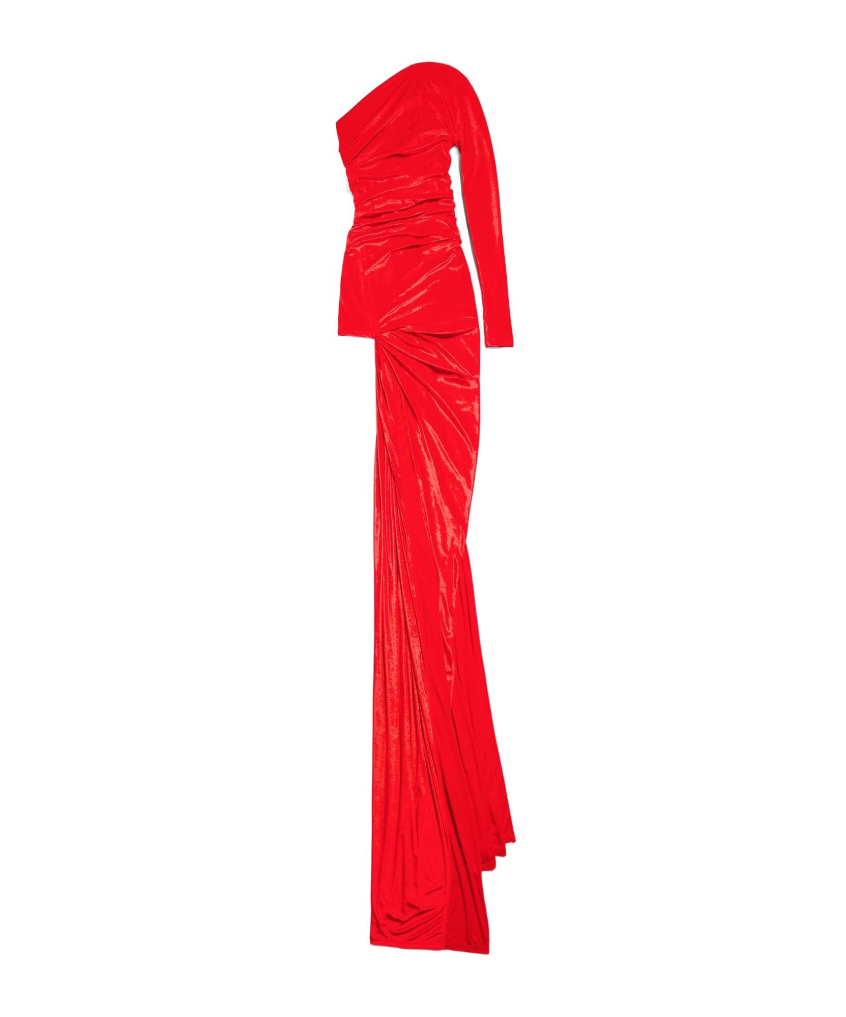 Balenciaga Velvet Asymmetric Draped Dress in Red | Lyst Balenciaga Velvet Asymmetric Draped Dress in Red | Lyst