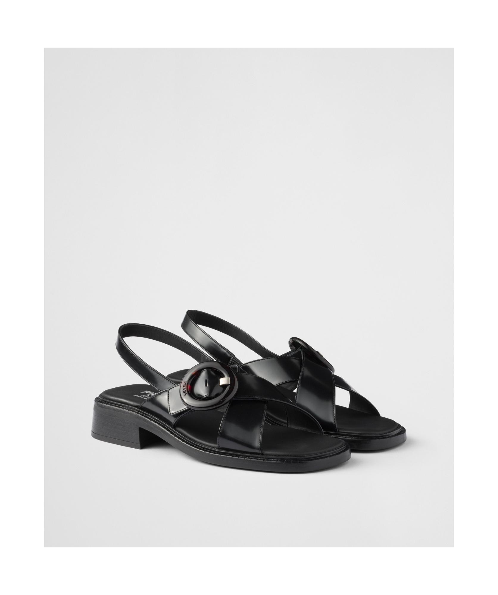 Prada Logo-Printed Slingback Sandals in Black | Lyst