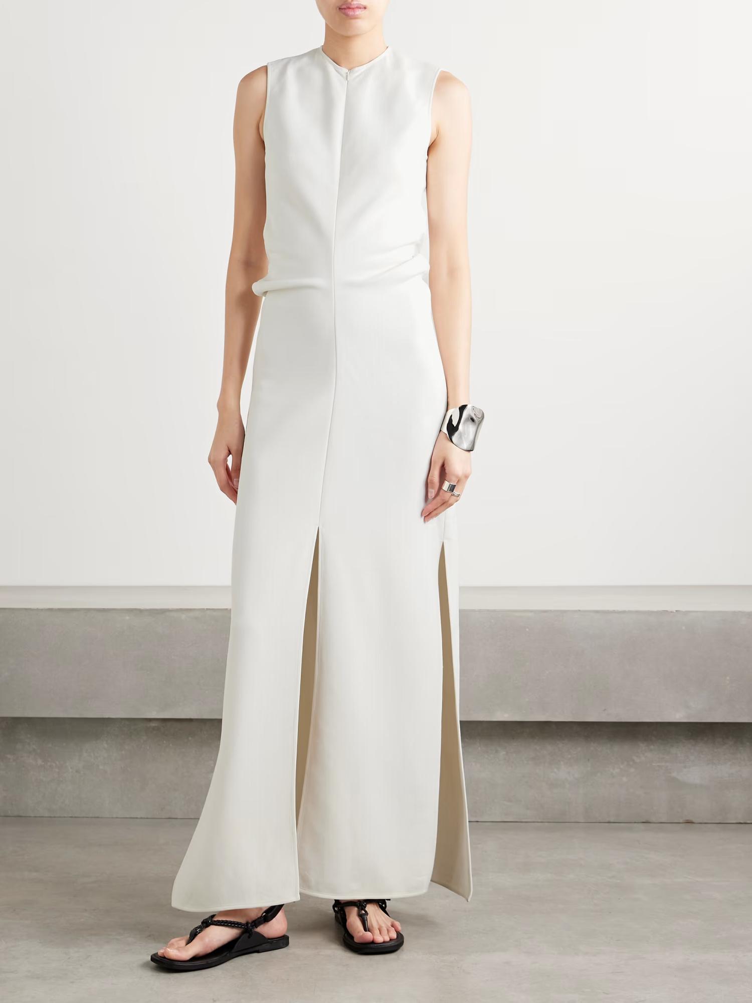 proenza schouler asymmetric dress PROENZA SCHOULER Selene asymmetric draped stretch-crepe maxi dress