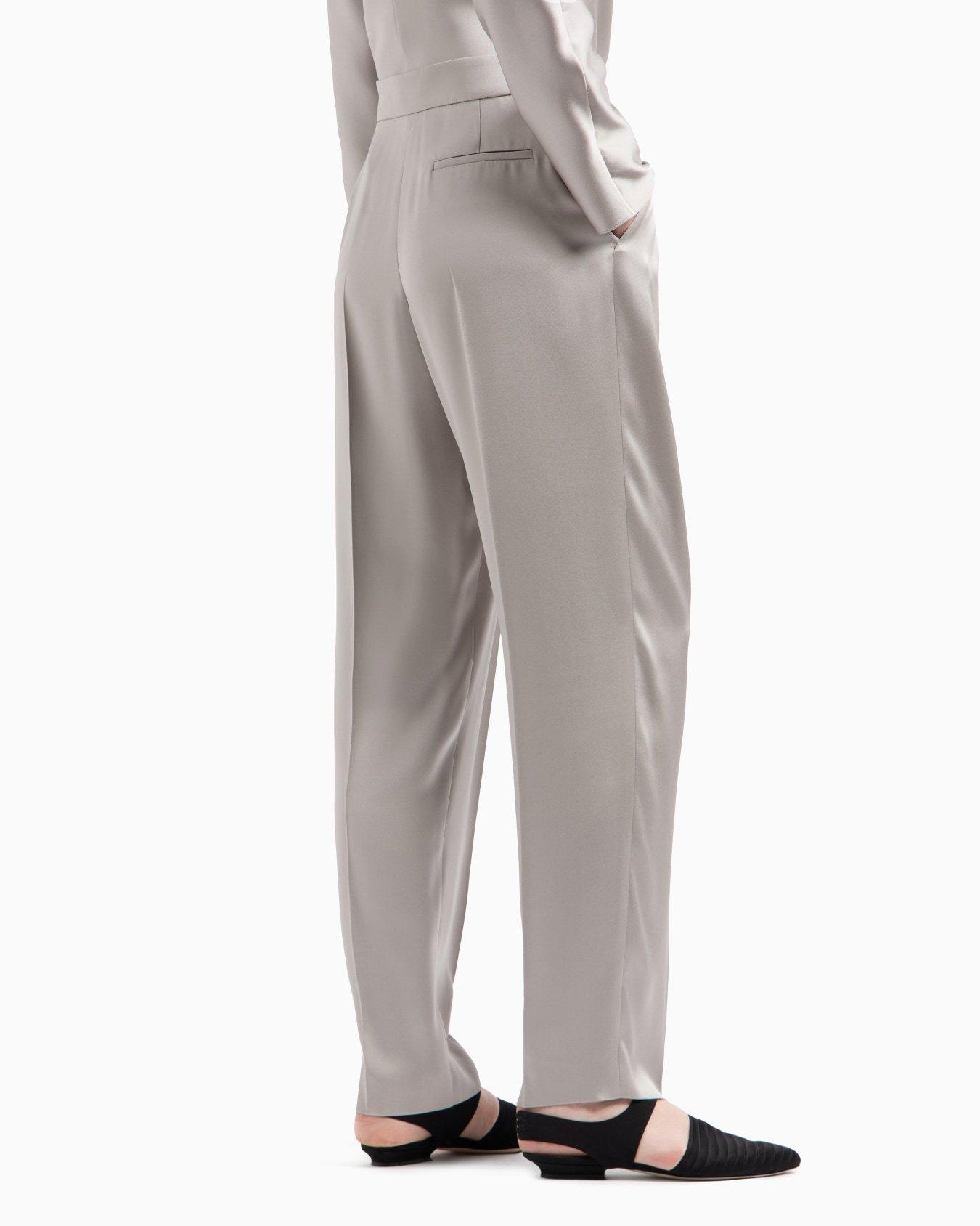 Giorgio Armani Double-Sided Silk-Satin Two-Pleat Trousers in