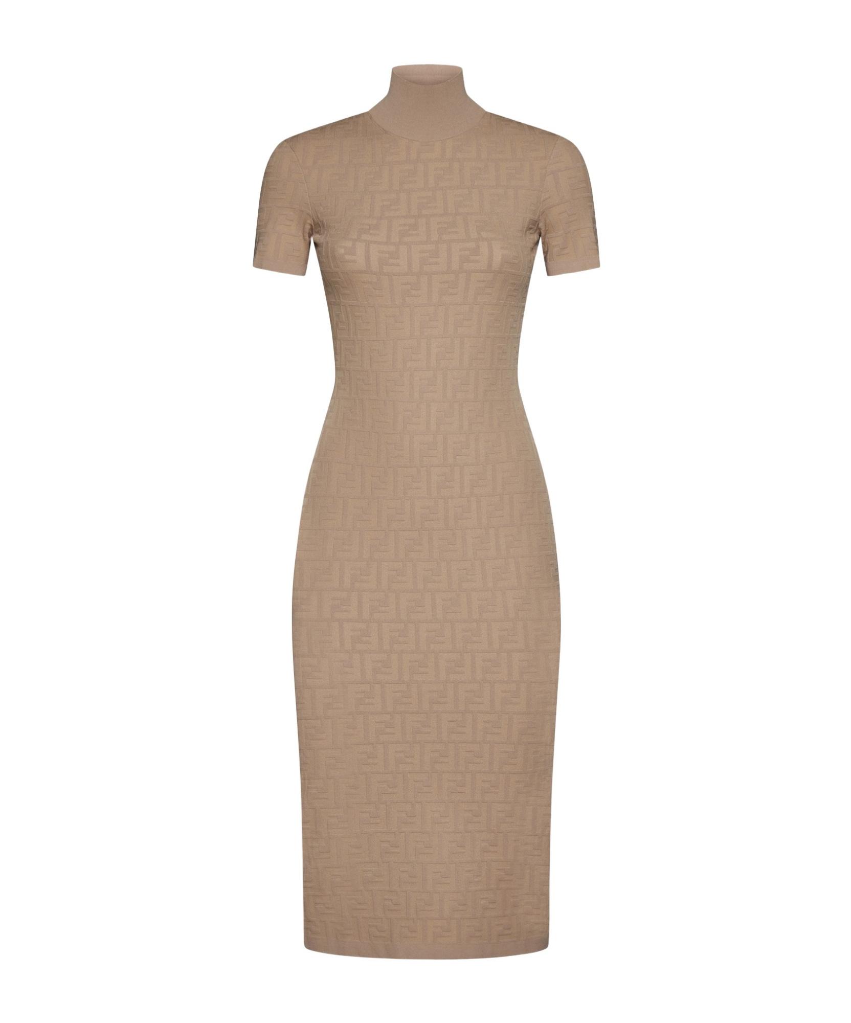 fendi logo bodycon dress Fendi Striped Midi Length Dress - Neutrals Dresses, Clothing - FEN412546