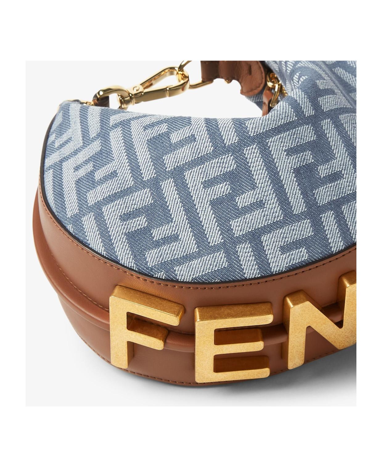 Fendi Graphy Ff Jacquard Mini Hobo Bag in Blue | Lyst