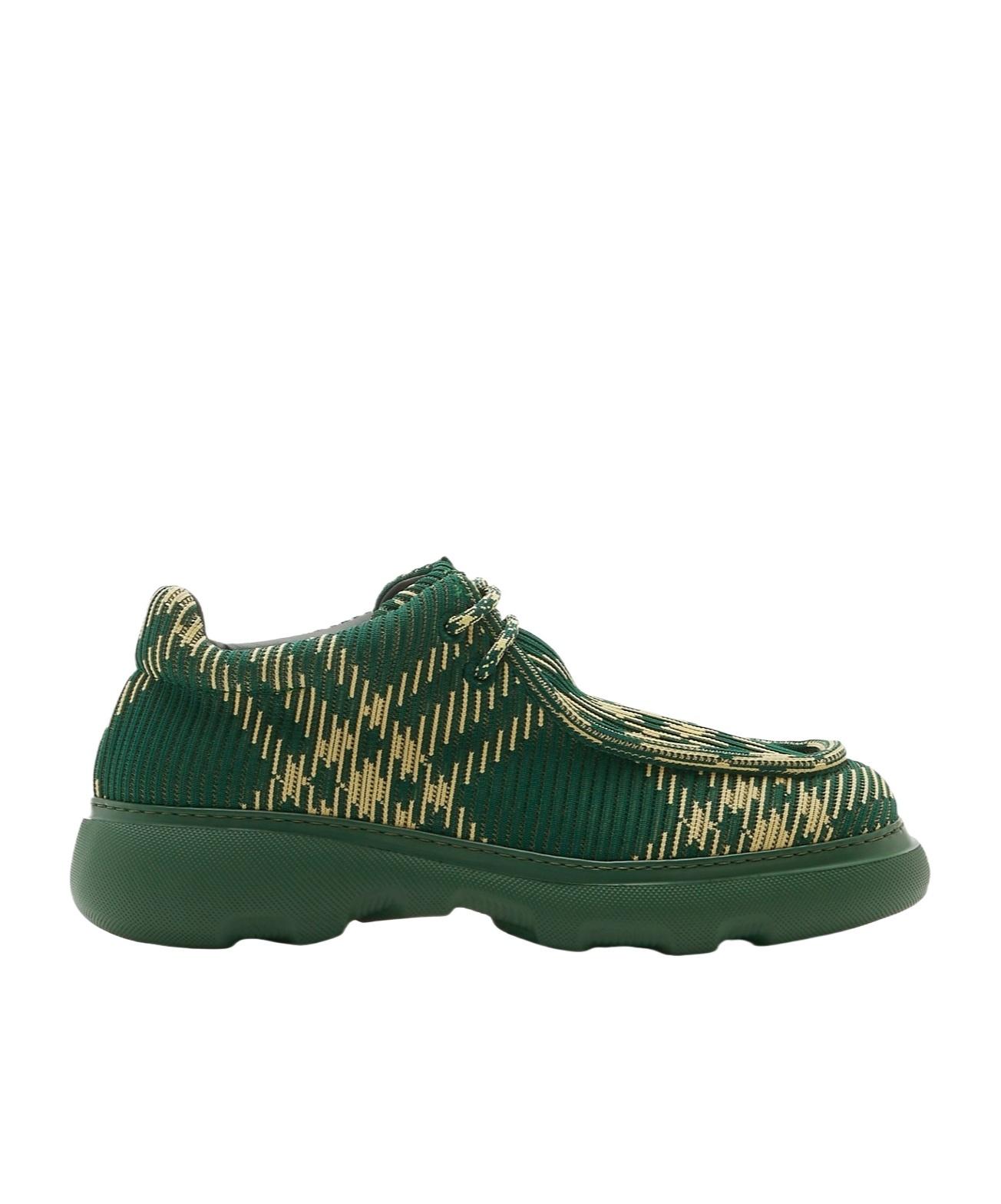【送料&関税込】Burberry Ekd Check-printed Lace-up Derby Sho Burberry Ekd Check-Printed Lace-Up Derby Shoes in Green for