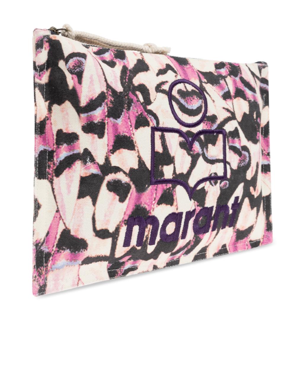 Isabel Marant Netia Logo Embroidered Pouch in Pink | Lyst