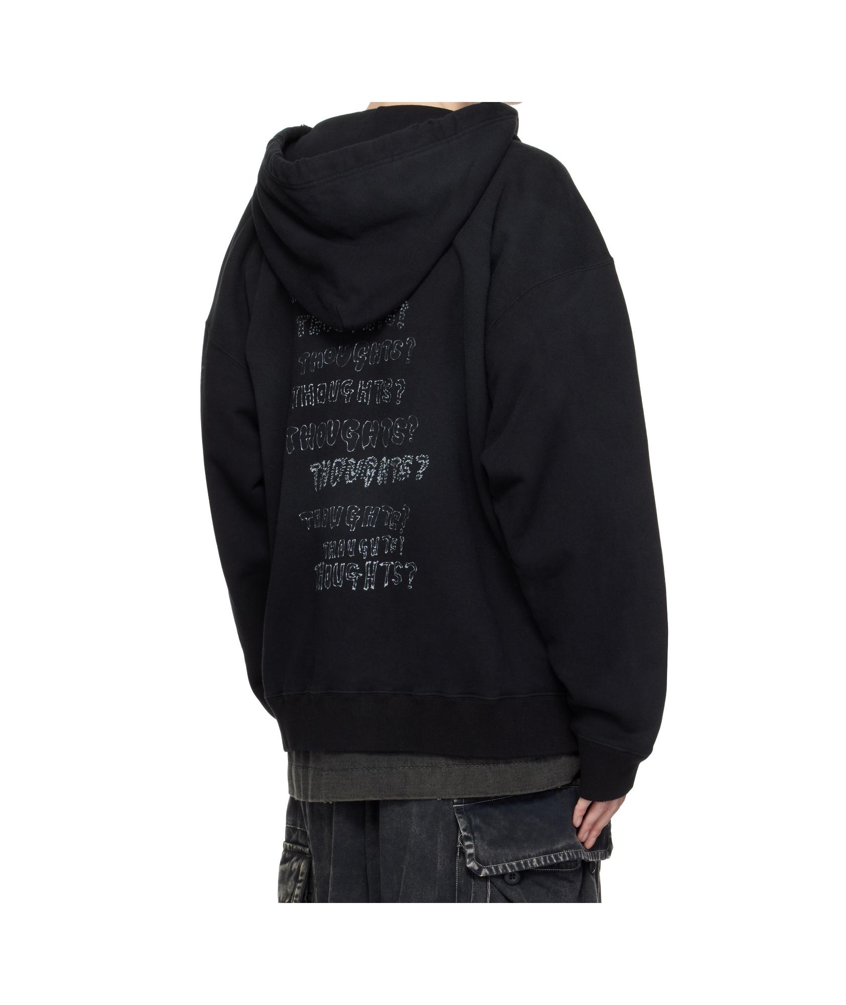 Maison Mihara Yasuhiro Distressed Zip-Up Hoodie in Black for