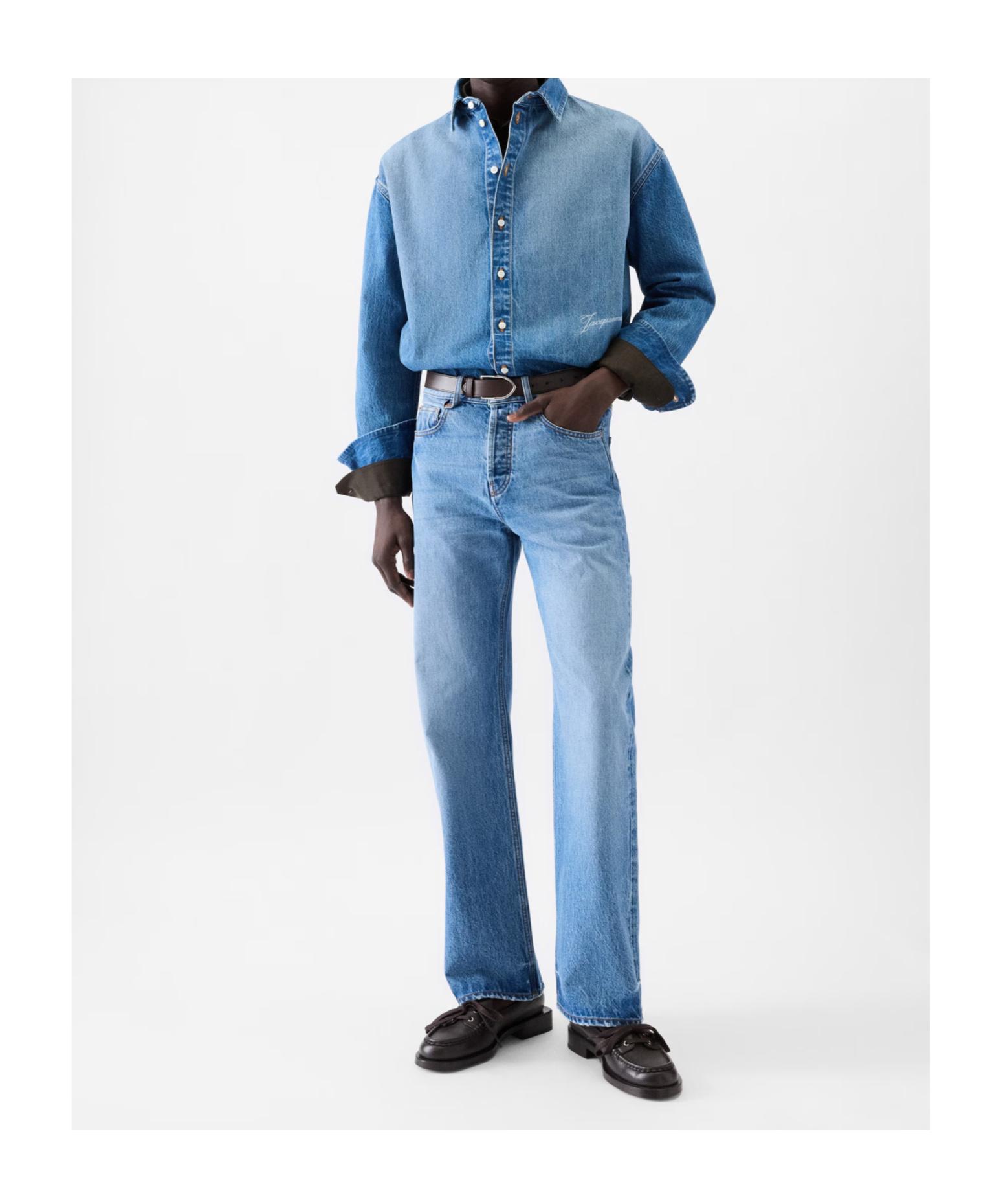 Jacquemus Logo Embroidered Straight-Leg Jeans in Blue for Men | Lyst