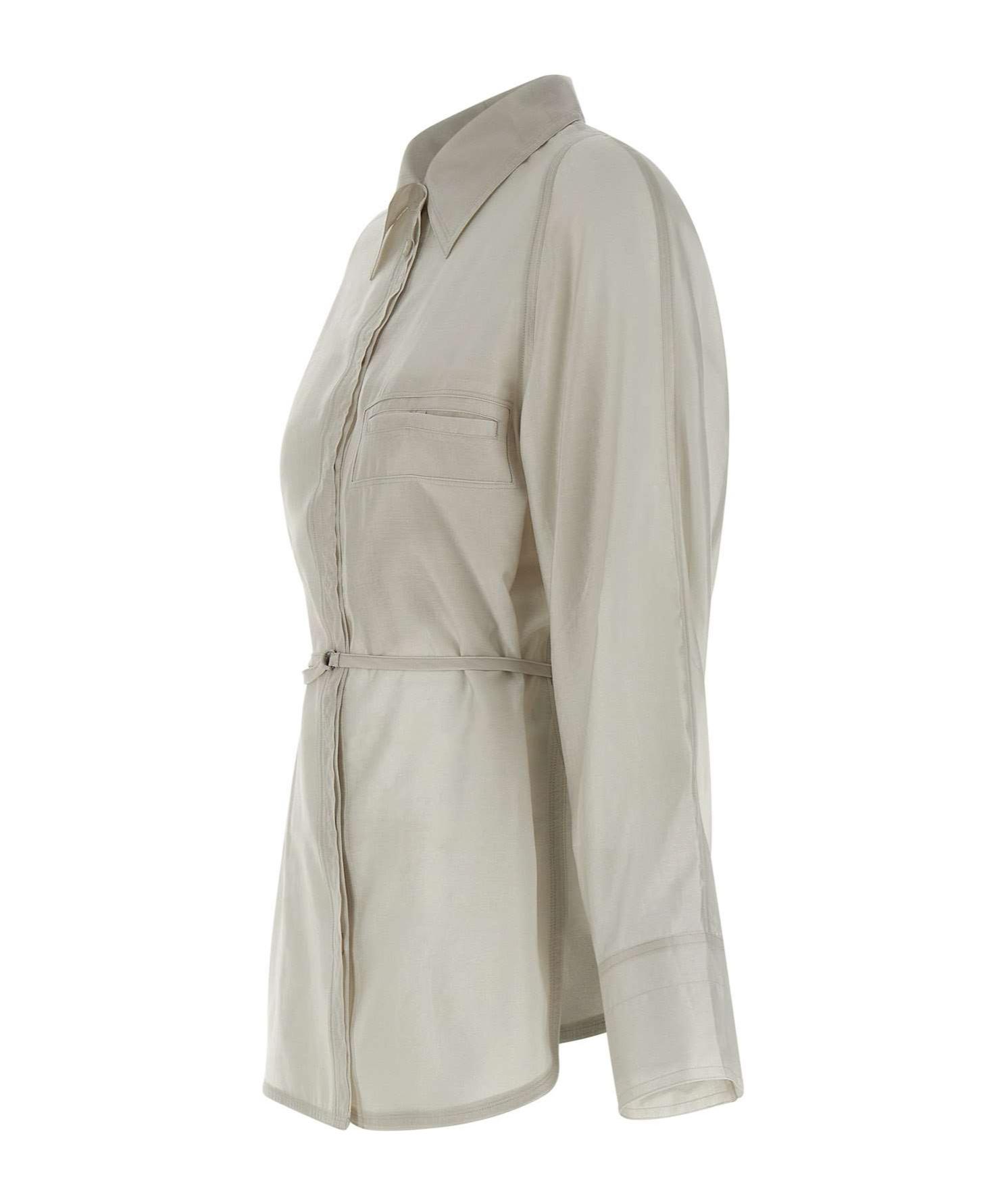 Low Classic Belted Long Sleeve Top in Gray | Lyst
