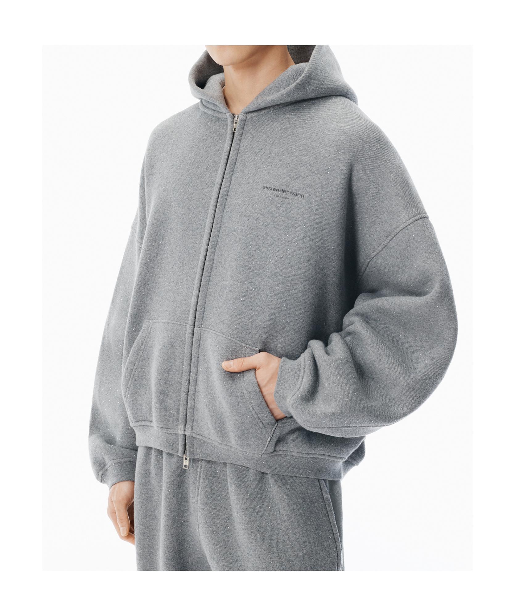 Alexander Wang Hotfix Terry Zip Hoodie in Grey for Men | Lyst UK