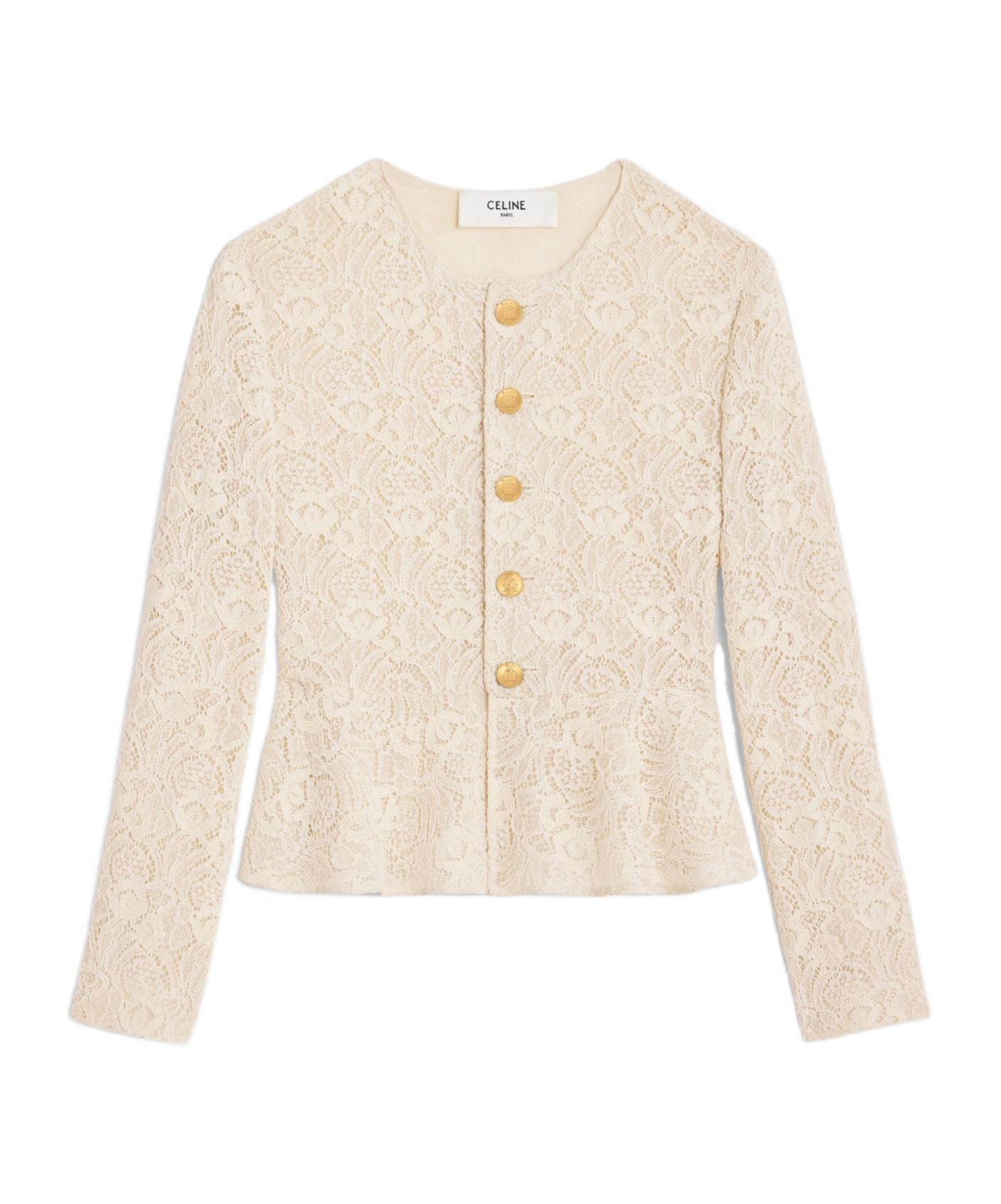 ジャケット CELINE | CHELSEA JACKET IN LACE  2V58S380W.03NE Celine Chelsea Jacket in Natural | Lyst