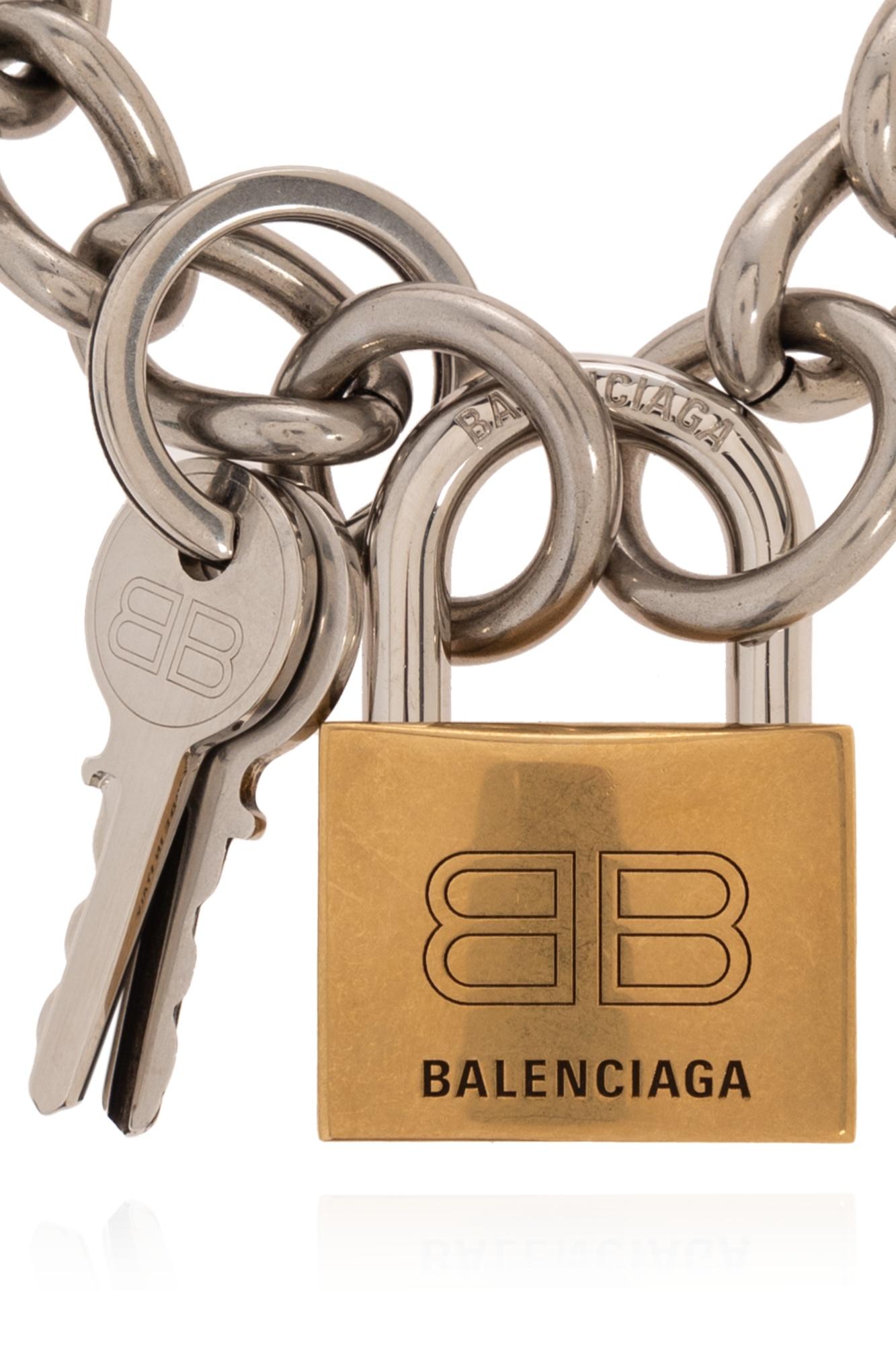 Balenciaga Lock And Key Chain Bracelet in Metallic Lyst