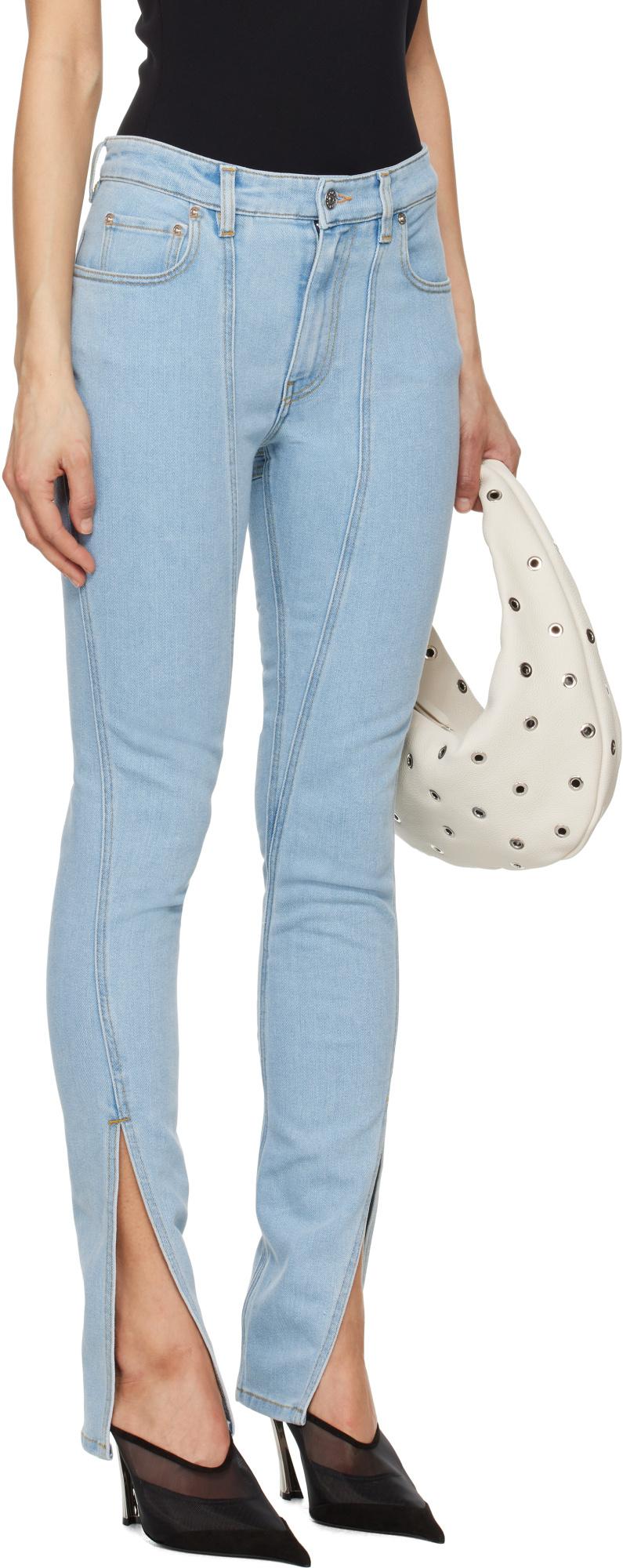 デニム・ジーパン MUGLER Woman Jeans Blue 23W6PA0327280 6048 Seam-detail high-rise skinny jeans in blue - Mugler | Mytheresa