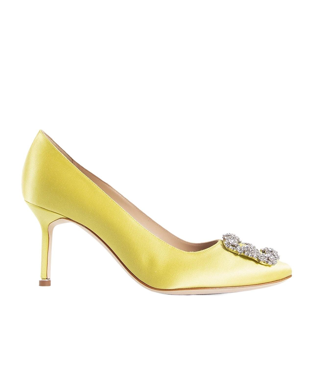 シューズ・サンダルその他 MANOLO BLAHNIK Woman Pumps Yellow 9XX0316 3296 HANGISI | Yellow Satin Jewel Buckle Pumps | Manolo Blahnik