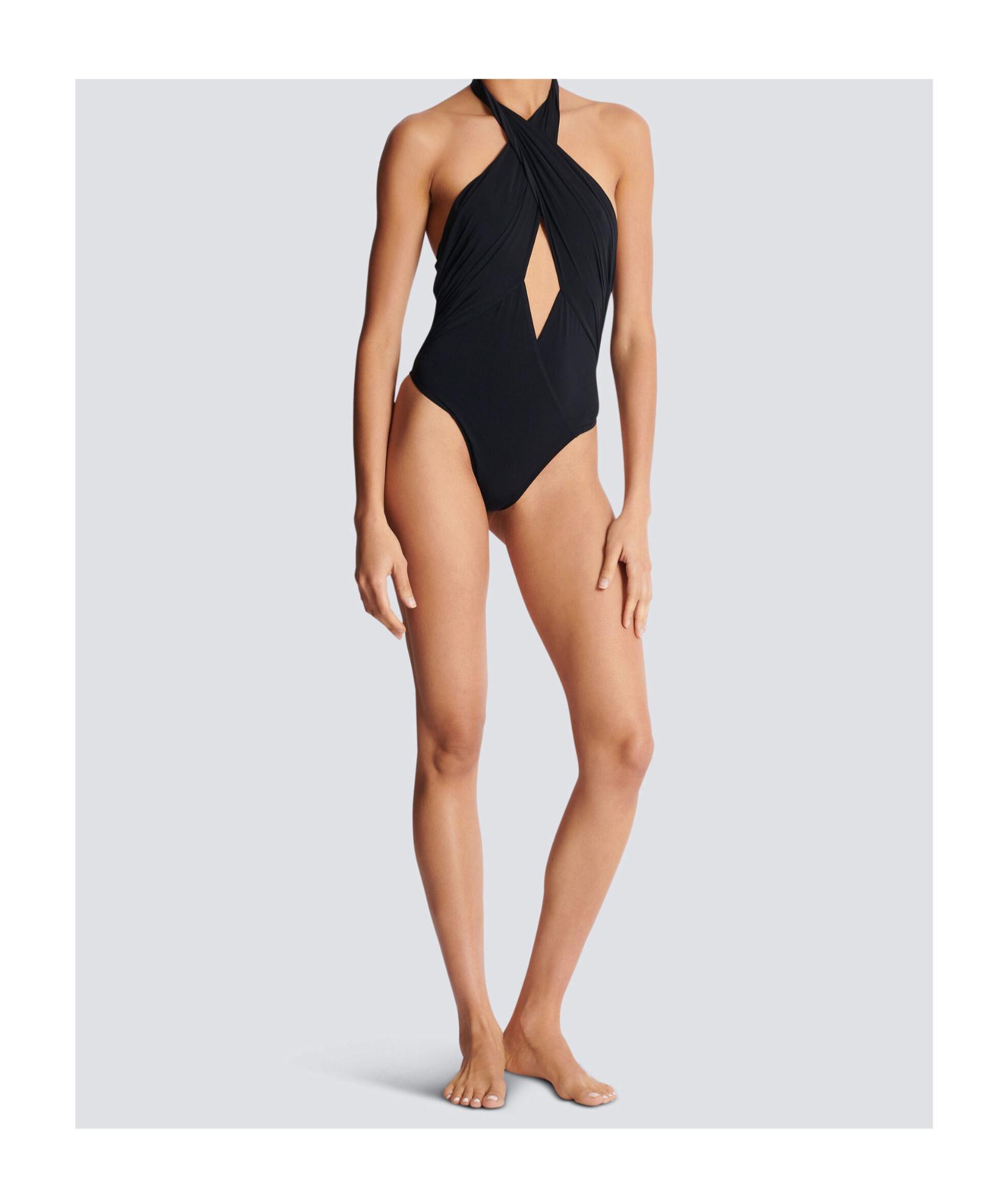 BALMAIN ロコ エンヘリッシュト ワンヒス 水着 BKBG721300 001 Balmain All-Over Logo Printed OLIMPIONIC One Piece Swimsuit