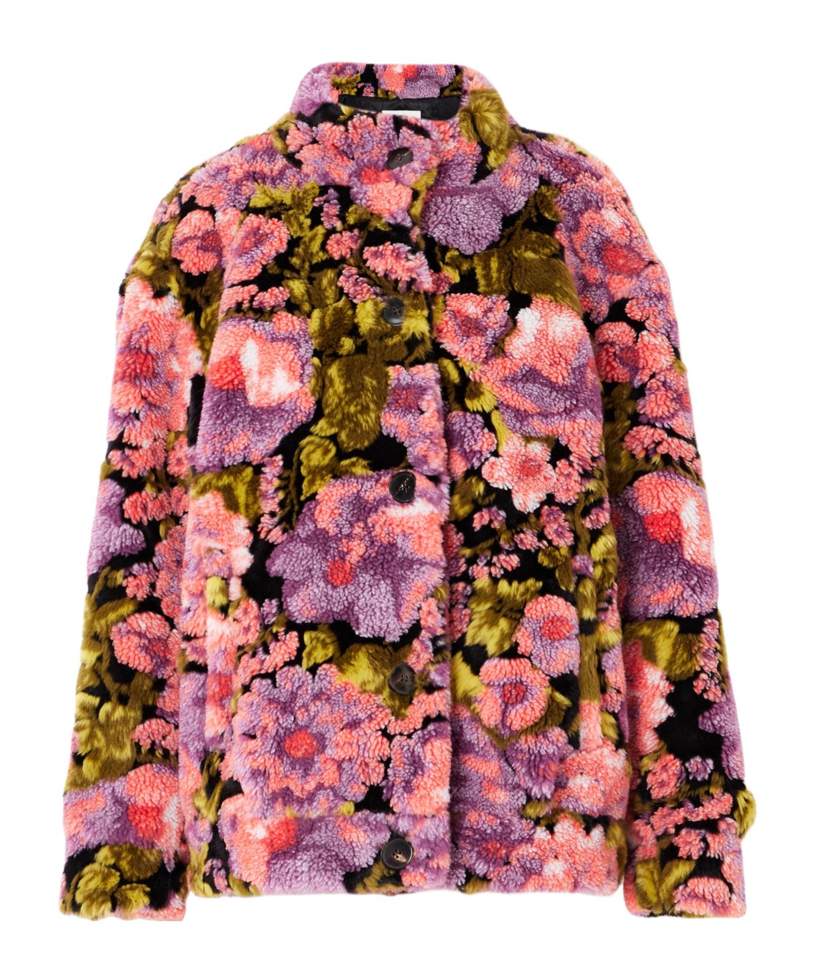 Dries Van Noten Floral-Print Fleece Jacket in Pink | Lyst