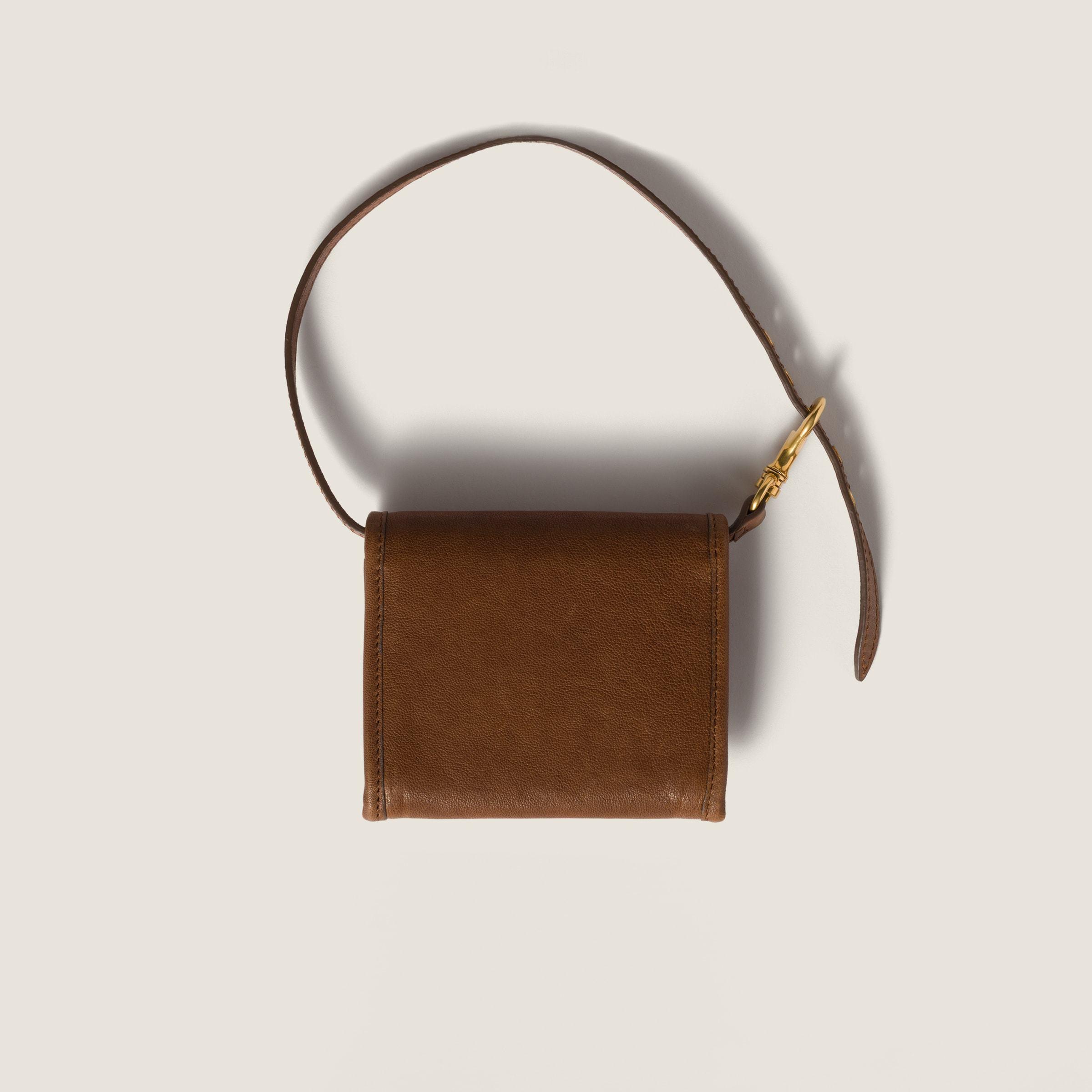 Miu Miu Nappa Leather Wallet With Shoulder Strap in Brown | Lyst