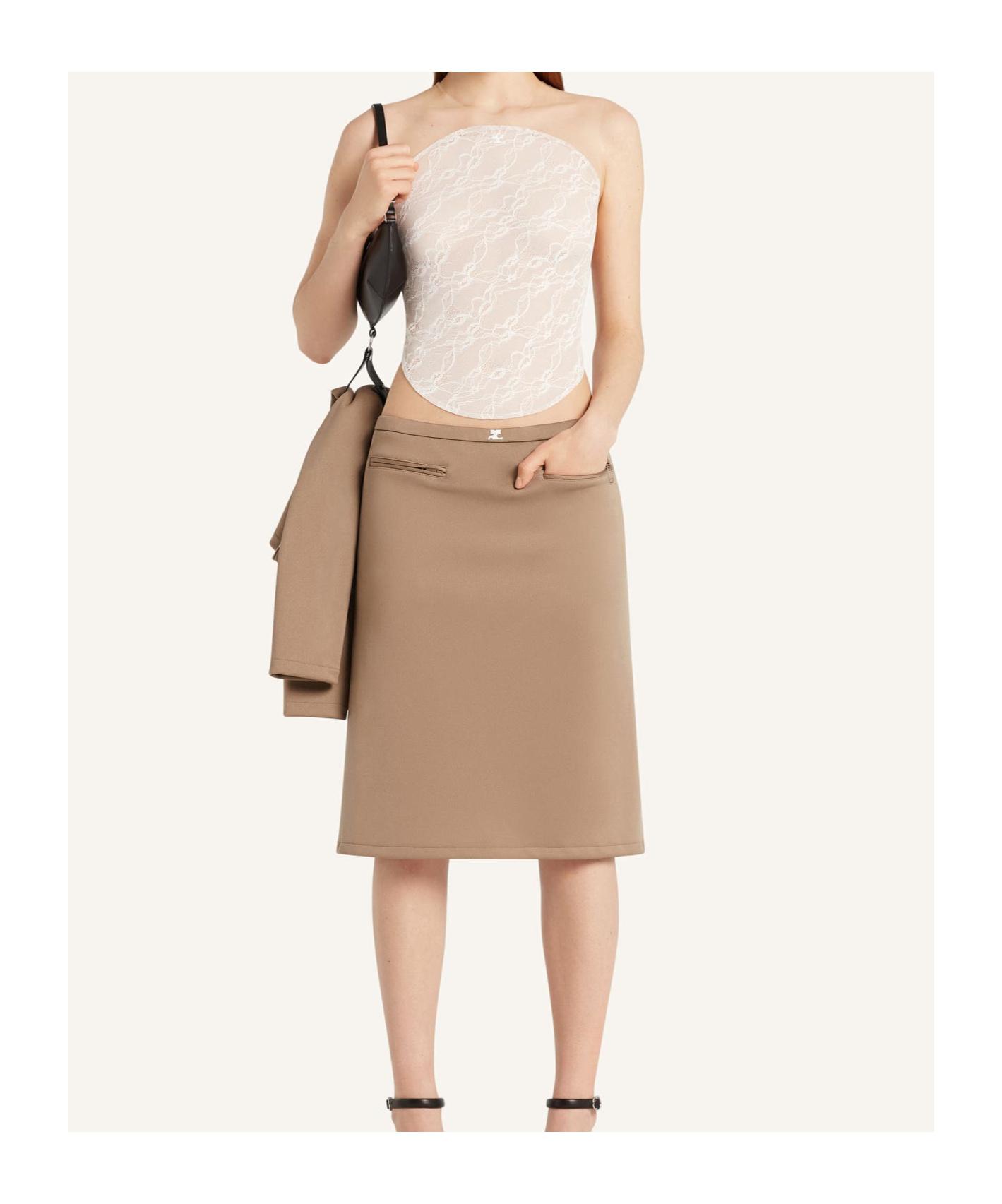 ワンピース COURREGES Women Mid Skirts 324JRO458 JS0070B118 Brown Long Skirts - courrèges