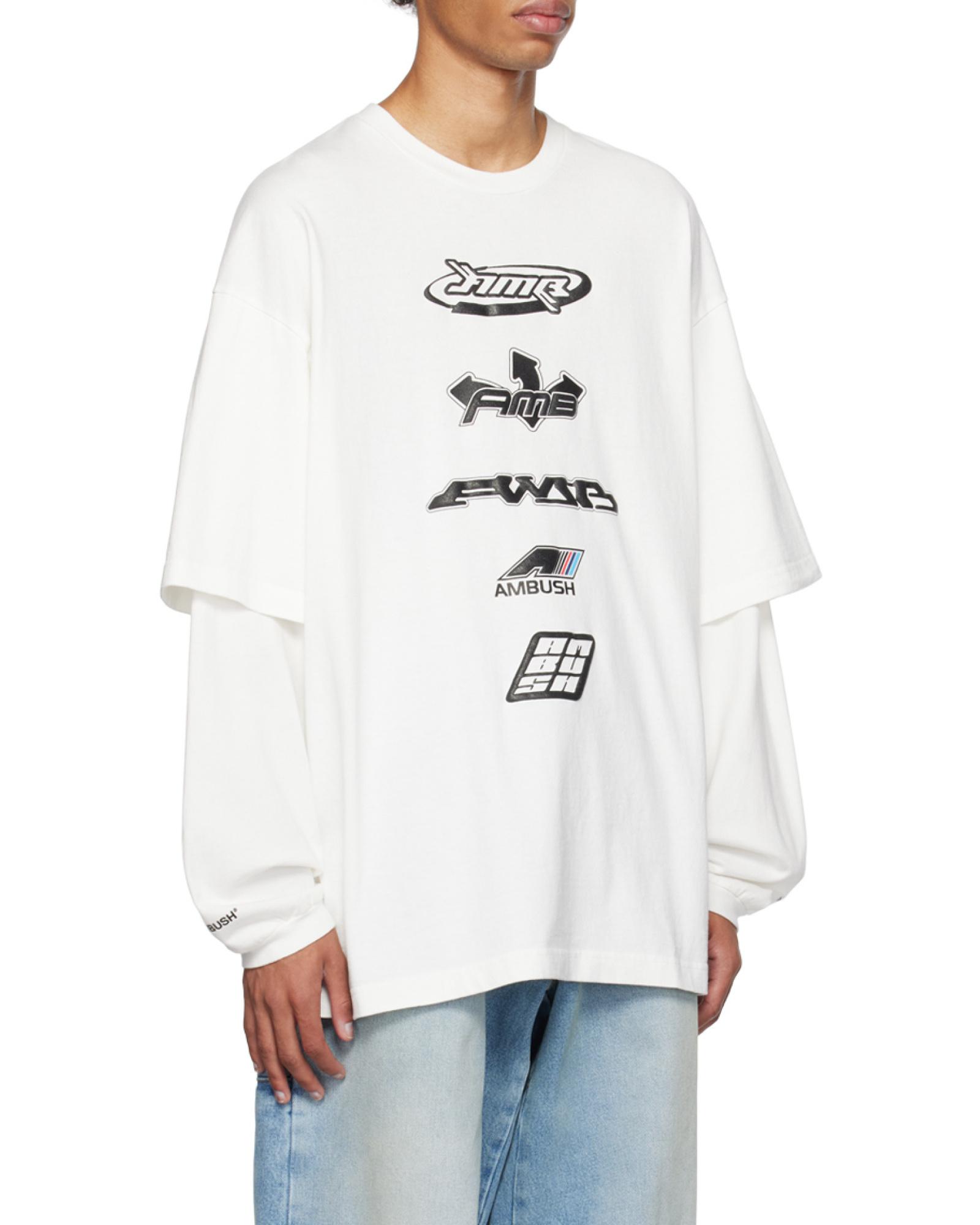 ★AMBUSH★ Layered Crewneck Overfit T-Shirt White 1211533110 Ambush Long-sleeve t-shirts for Men | Online Sale up to 76